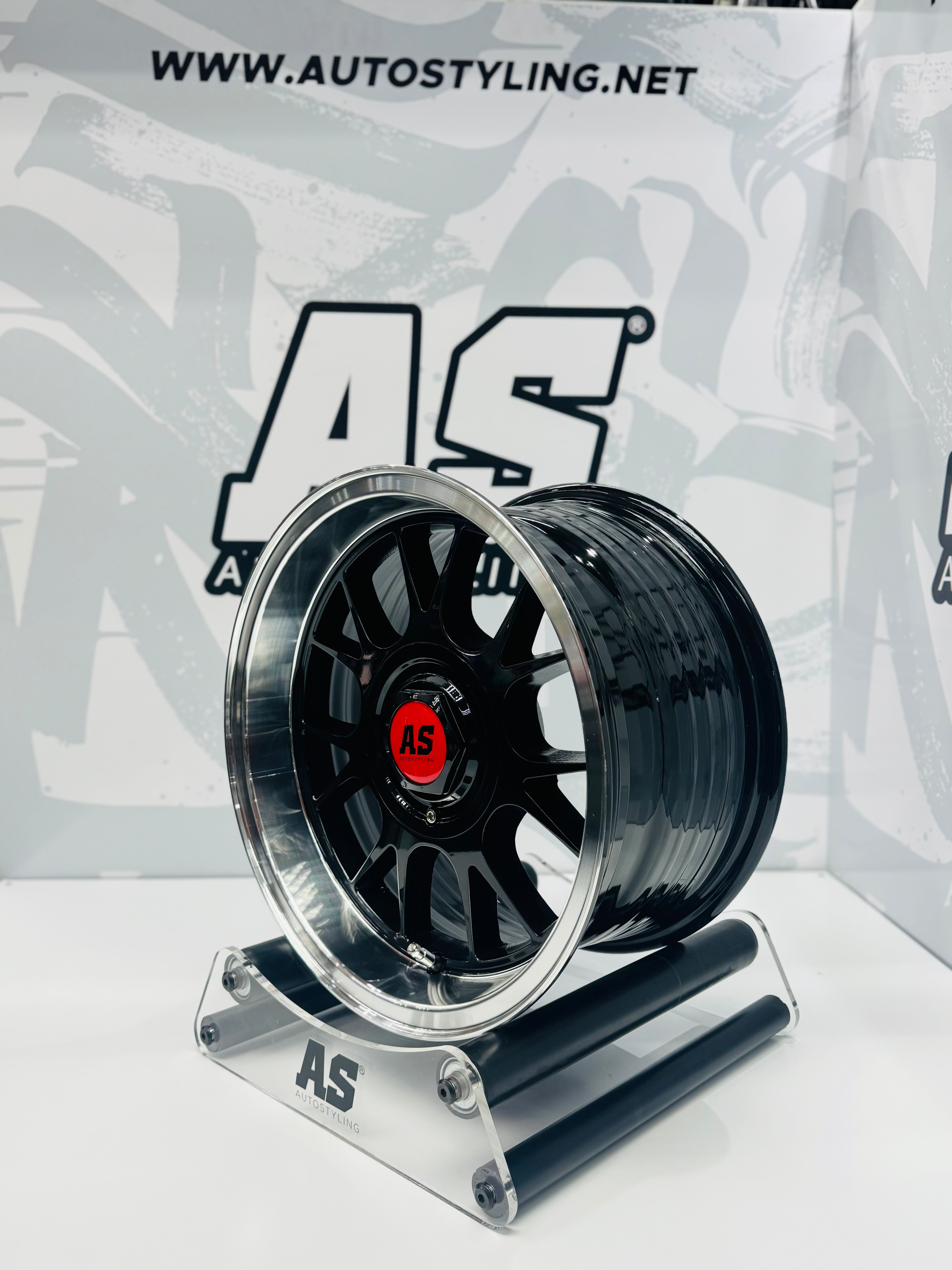 15” AS- 7567 5x100 & 5x114 black  machine lip wheels