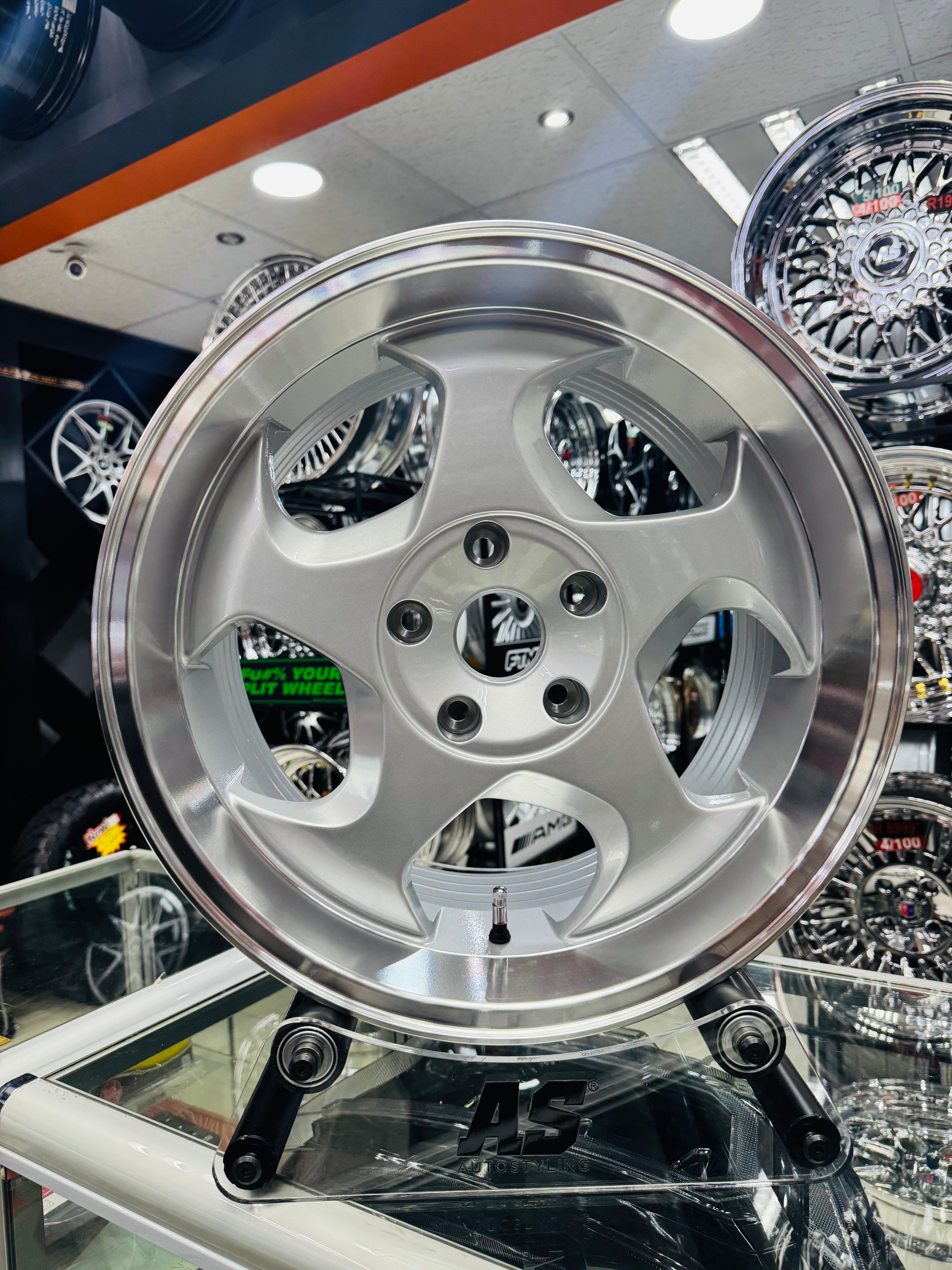 17” AS- THROWING STARS  5x120 BMW NARROW WIDES  SILVER RIMS