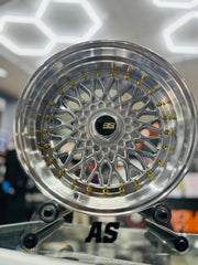 17” AS-MESH 8.5/10j 4/100 4/114 SILVER GOLD STUDS