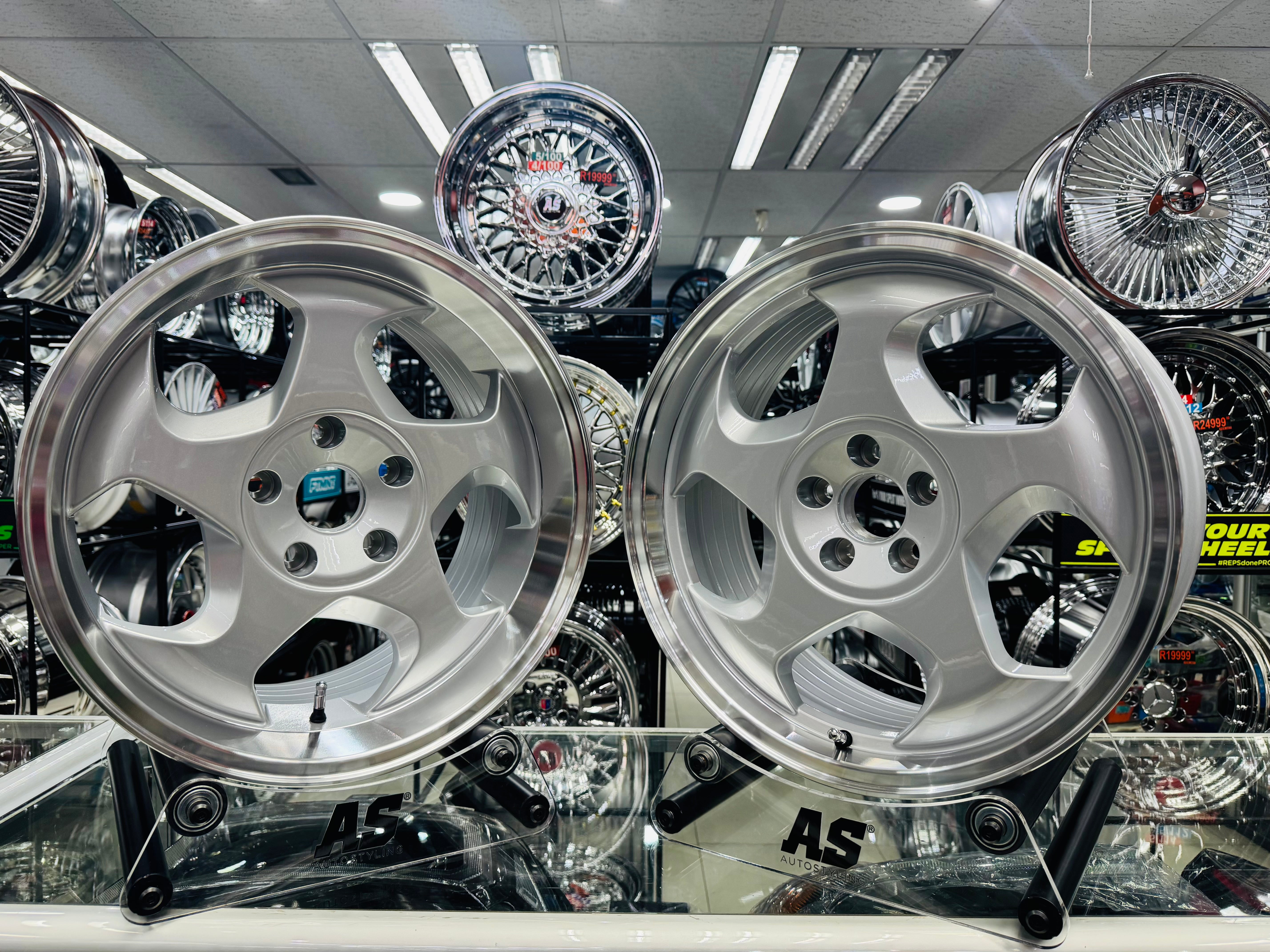 17” AS- THROWING STARS  5x120 BMW NARROW WIDES  SILVER RIMS