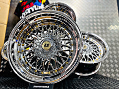 17” AS® Mesh chrome 4x100 & 5x100 10j rear GOLD STUDS