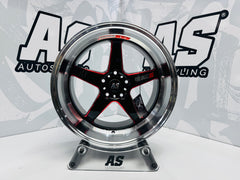 18” F99ZX307 5/114 BLACK with RED MILLING