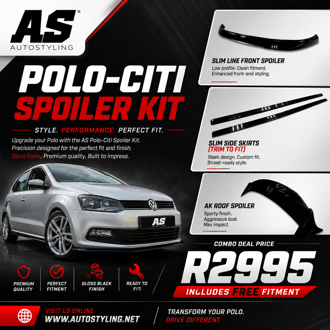 POLO-CITI POLO6 SPOILER KIT ( FREE FITMENT ) - Autostyling Klerksdorp