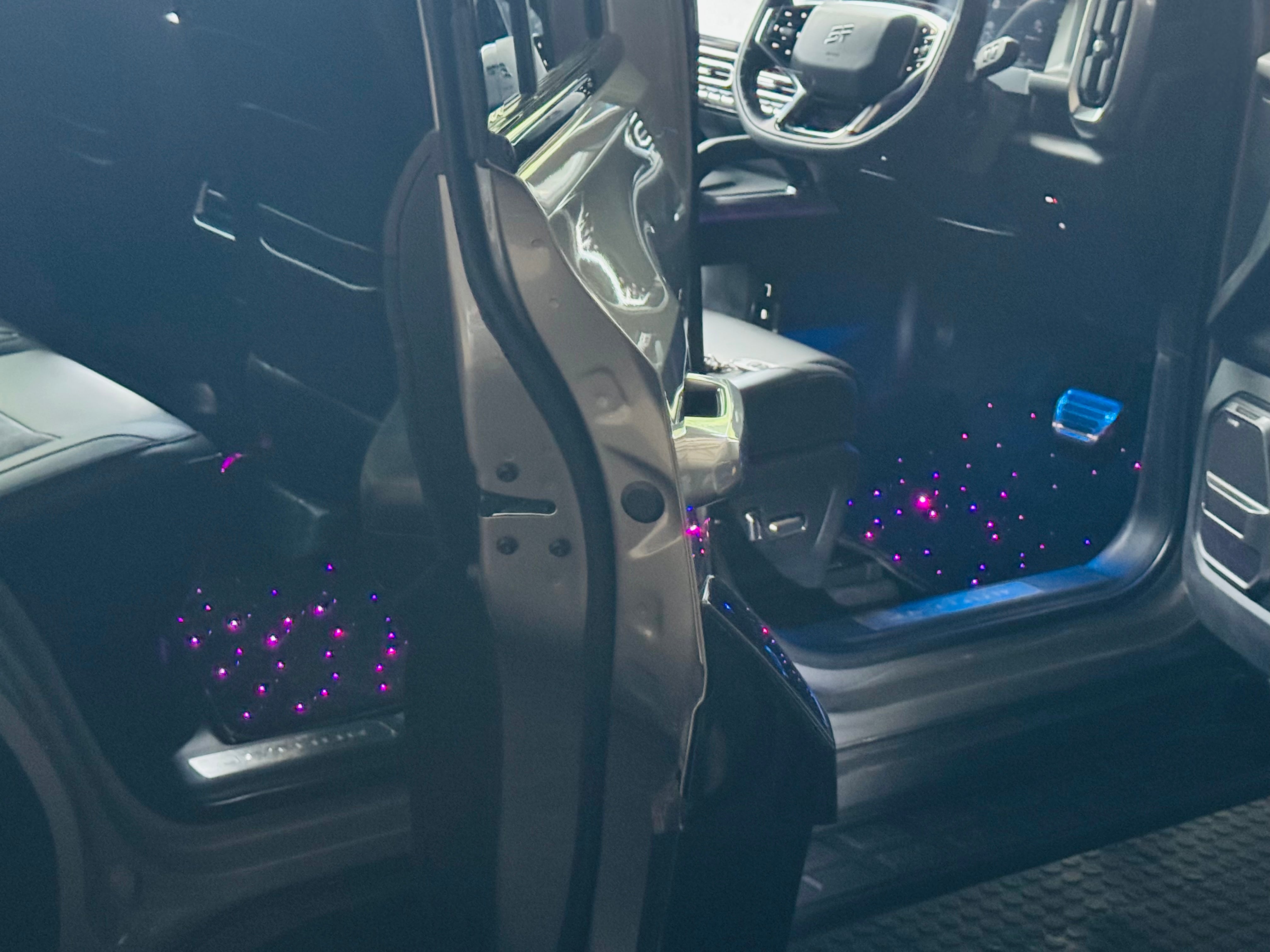 LED Starlight Fiber Optic Car Rug Universal LED Mat Light APP Operation Interior Accessory 4 Pieces Set