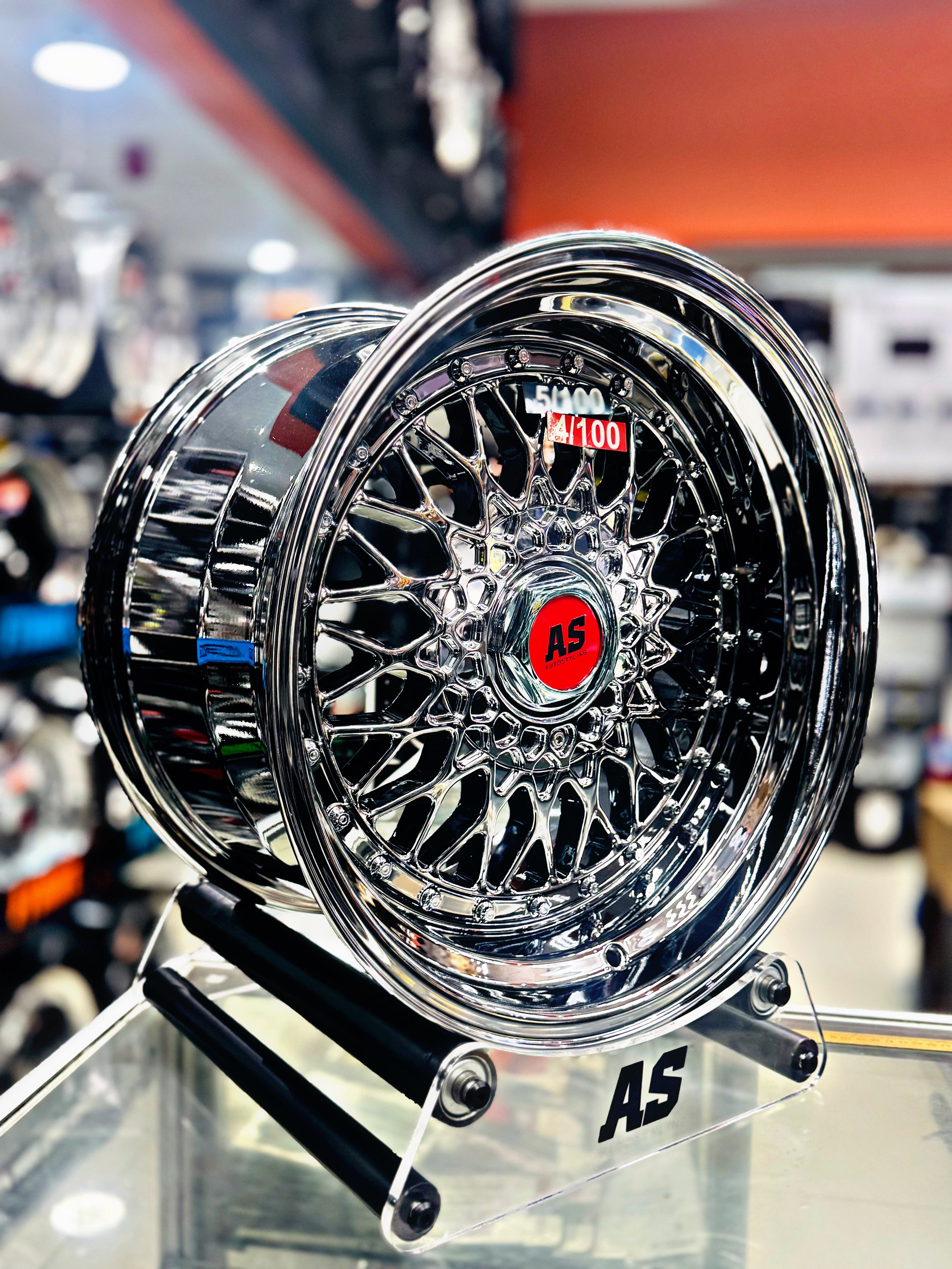 17” AS® CHROME WITH CHROME STUDS  4x100 & 5x100 8.5j/ 10j