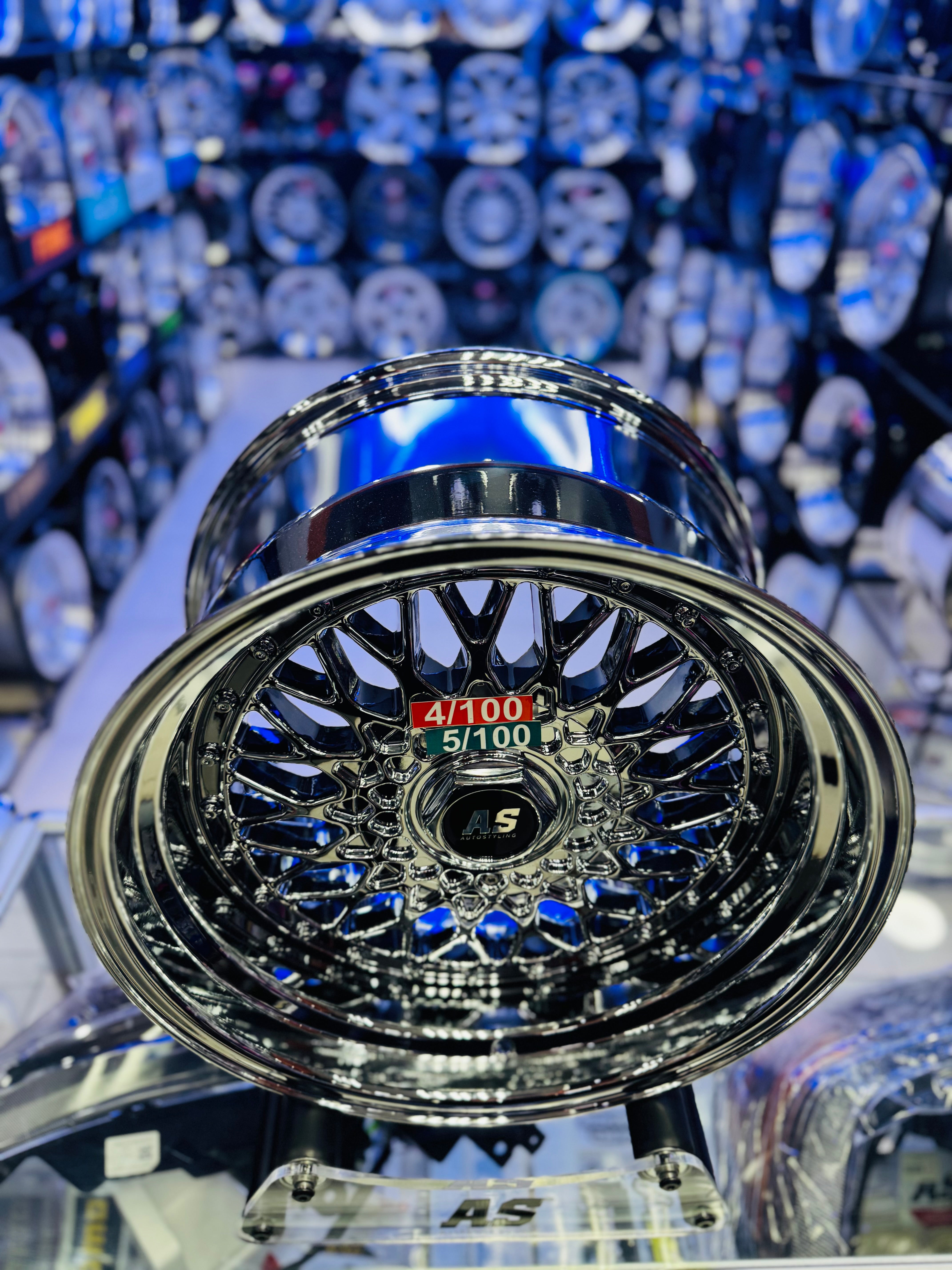 17” AS® CHROME WITH CHROME  STUDS  4x100 & 5x100 8.5j/ 10j - Autostyling Klerksdorp