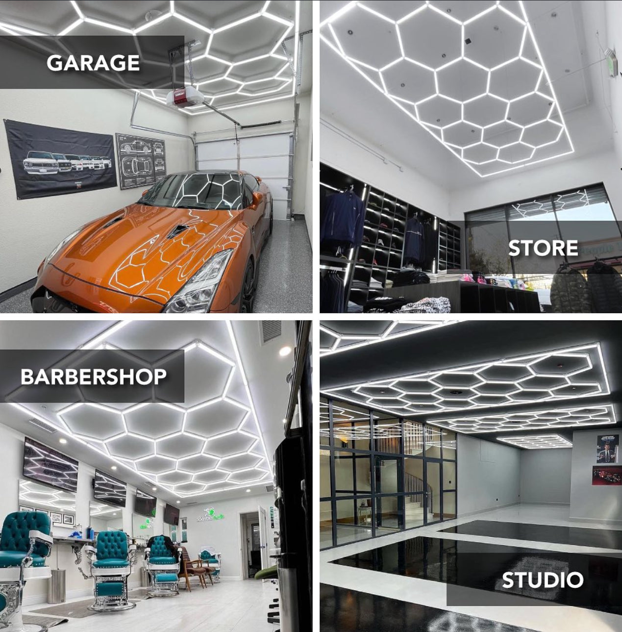 Autostyling Klerksdorp Hexagonal Grid Light Aluminium Ceiling Light LED Ceiling Lamp With Bulb (White) 2.4m x4.8m WHOLESALE PRICE DIRECT TO PUBLIC !