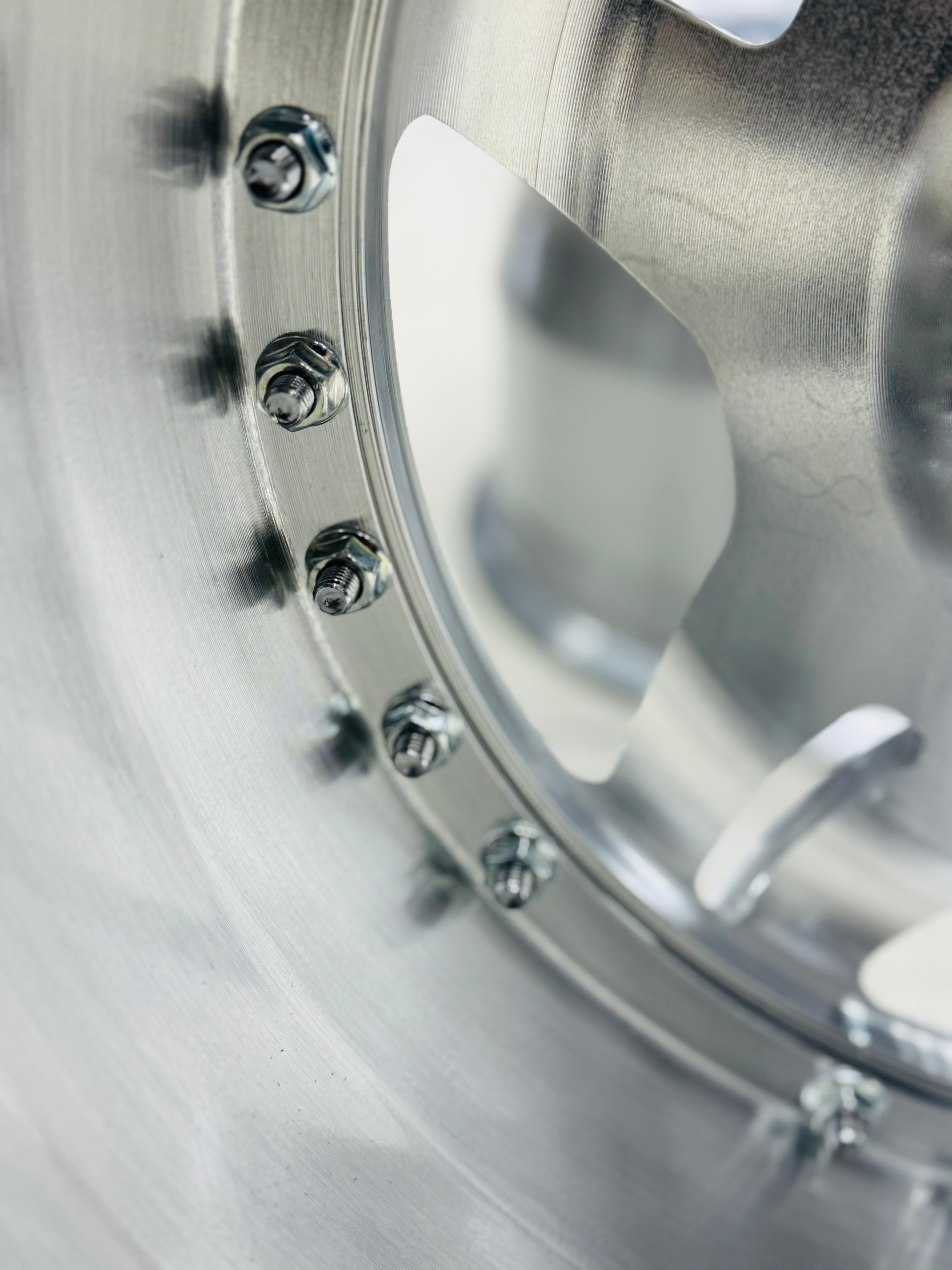 18 ” E36 M3 MOTORSPORT GERMAN SPEC FORGED2PCE SPLIT  RIMS SILVER NARROW WIDES WITH HIGH POLISH MIRROR LIPS