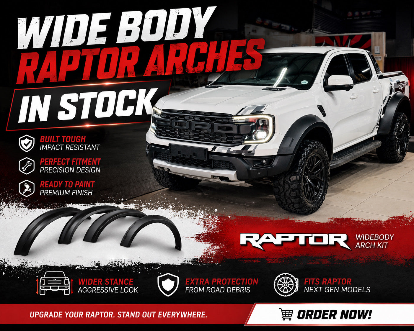 WIDE BODY  FENDER FLARE KIT (50mm wider ) - OE COLOR (2022+ FORD RANGER RAPTOR) NOW INSTOCK ‼️. - Autostyling Klerksdorp