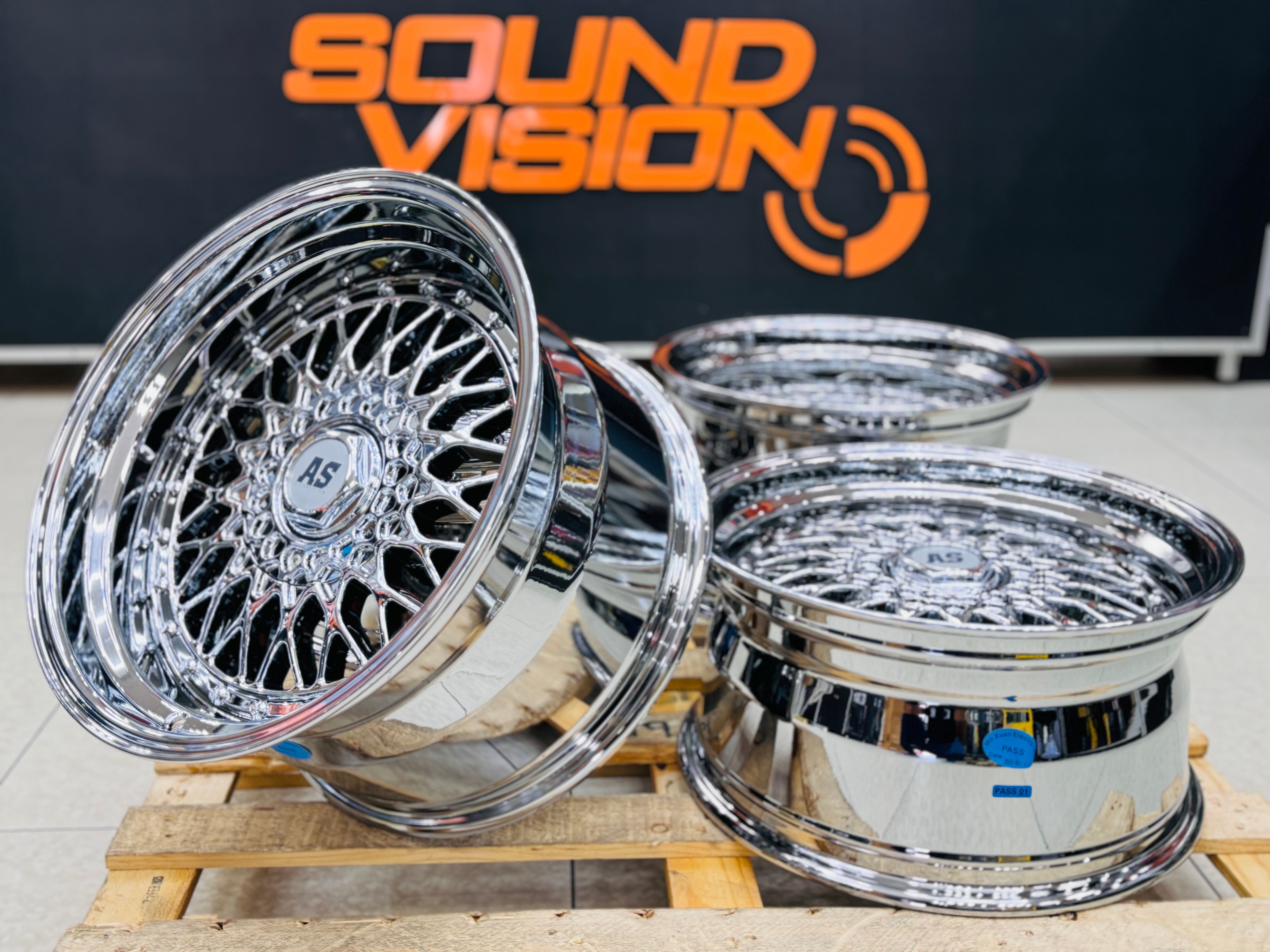 17” AS® CHROME WITH CHROME STUDS  4x100 & 5x100 10j