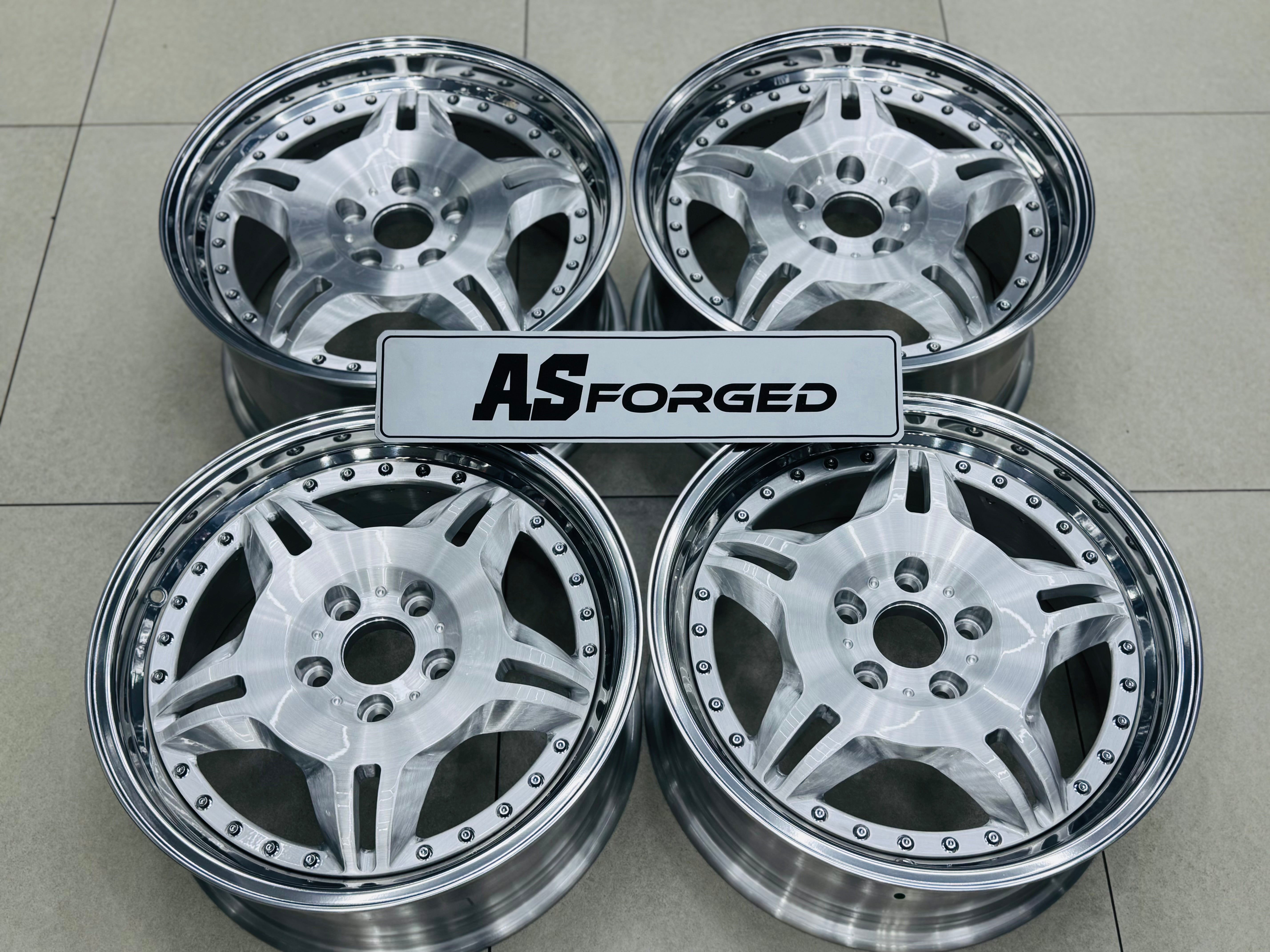 18 ” E36 M3 MOTORSPORT GERMAN SPEC FORGED2PCE SPLIT  RIMS SILVER NARROW WIDES WITH HIGH POLISH MIRROR LIPS