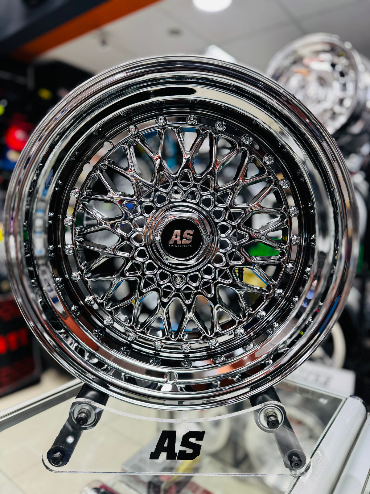 17” AS® BLACK CHROME WITH CHROME STUDS  4x100 & 5x100 8.5j/ 10j - Autostyling Klerksdorp