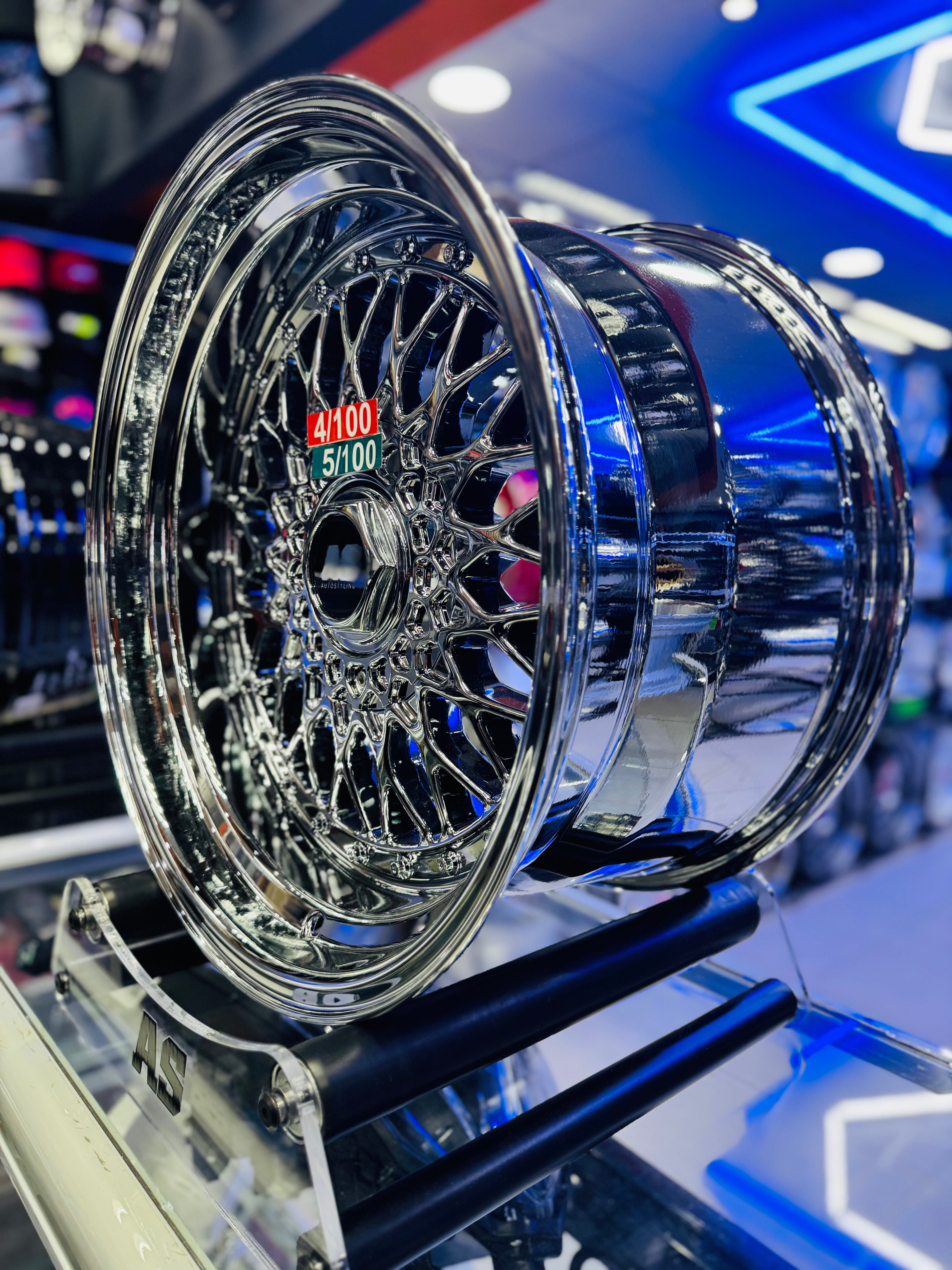 17” AS® CHROME WITH CHROME  STUDS  4x100 & 5x100 8.5j/ 10j - Autostyling Klerksdorp