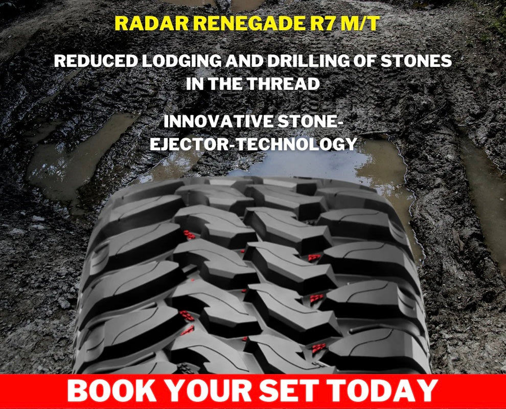 18 ” 33x12.5 RADAR RENEGADE R7 MUD TERRAIN WHITE LETTER TYRES