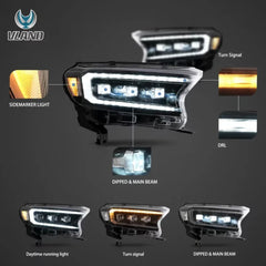 Ford Ranger VLAND Headlights Tri-Projector style 2016+ to 2022