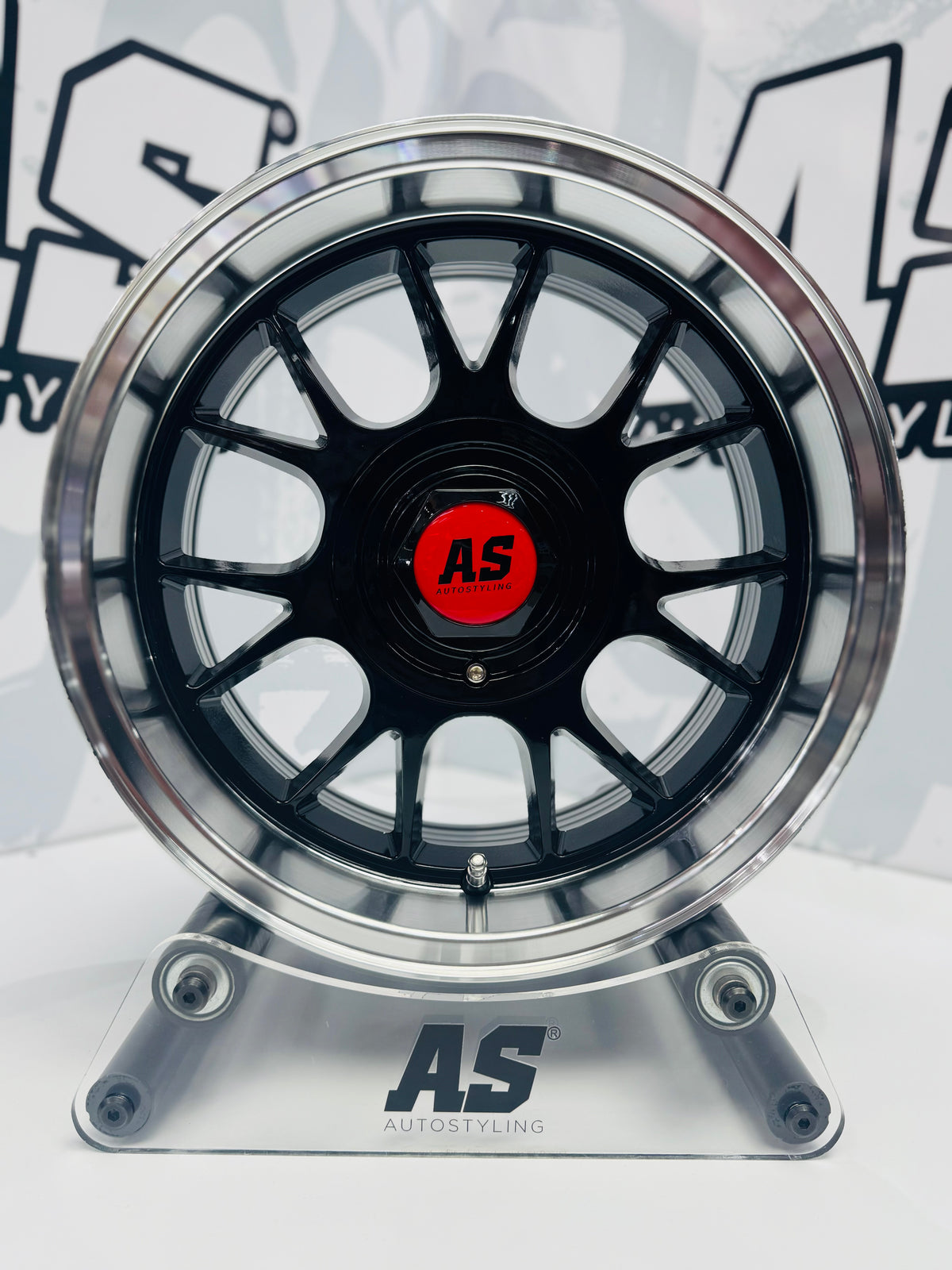 15” AS- 7567 5x100 & 5x114 black  machine lip wheels
