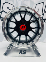 15” AS- 7567 5x100 & 5x114 black  machine lip wheels