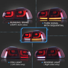 VW Golf 6 MK6 2008-2013 VLAND TAIL-LIGHTS With Sequential indicators