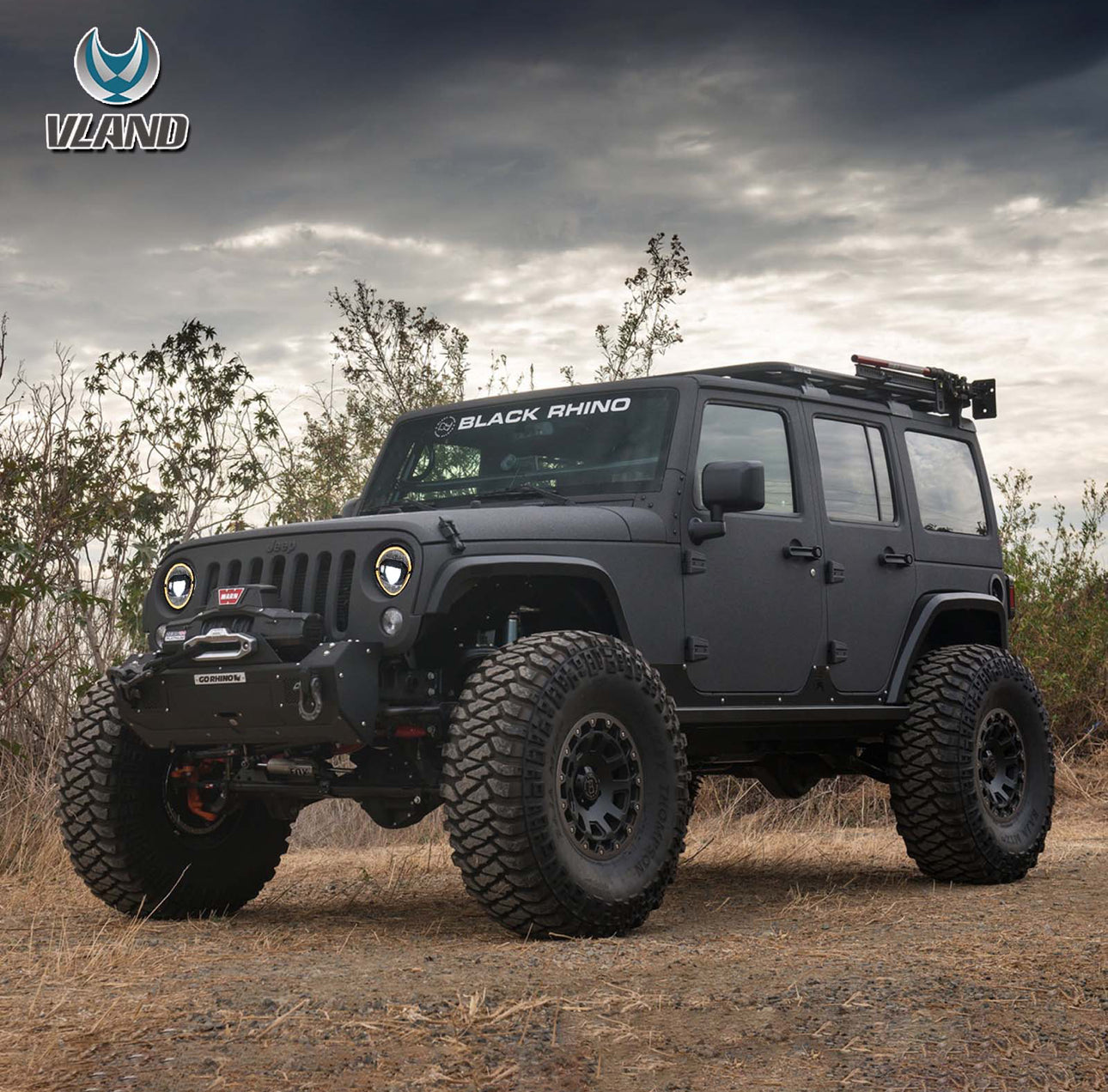 VLAND 7 Inches LED Projector Headlights for Jeep Wrangler 2007-2017 (DRL Integrated w/ Turn Signals)