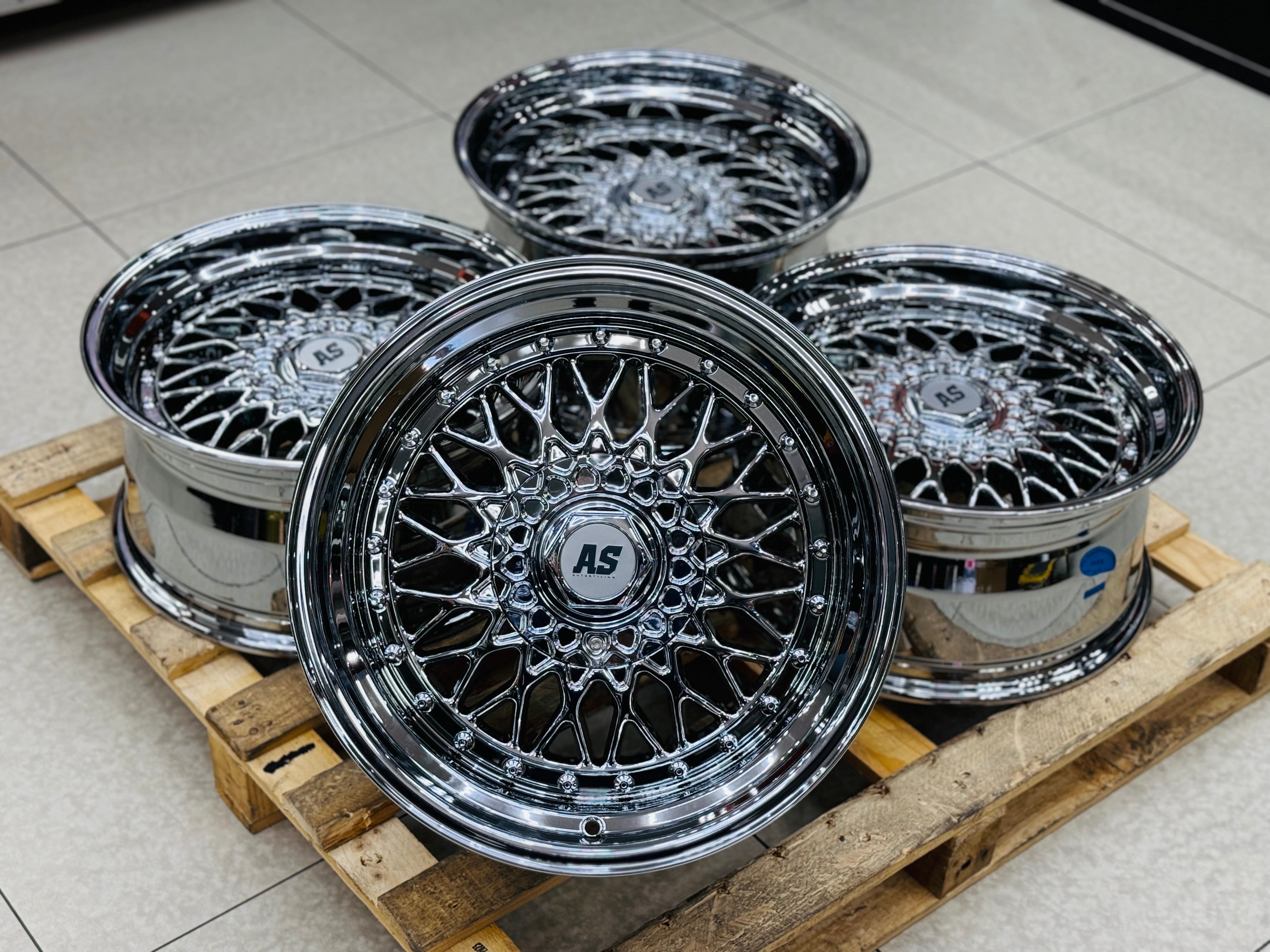 17” AS® CHROME WITH CHROME STUDS  4x100 & 5x100 10j