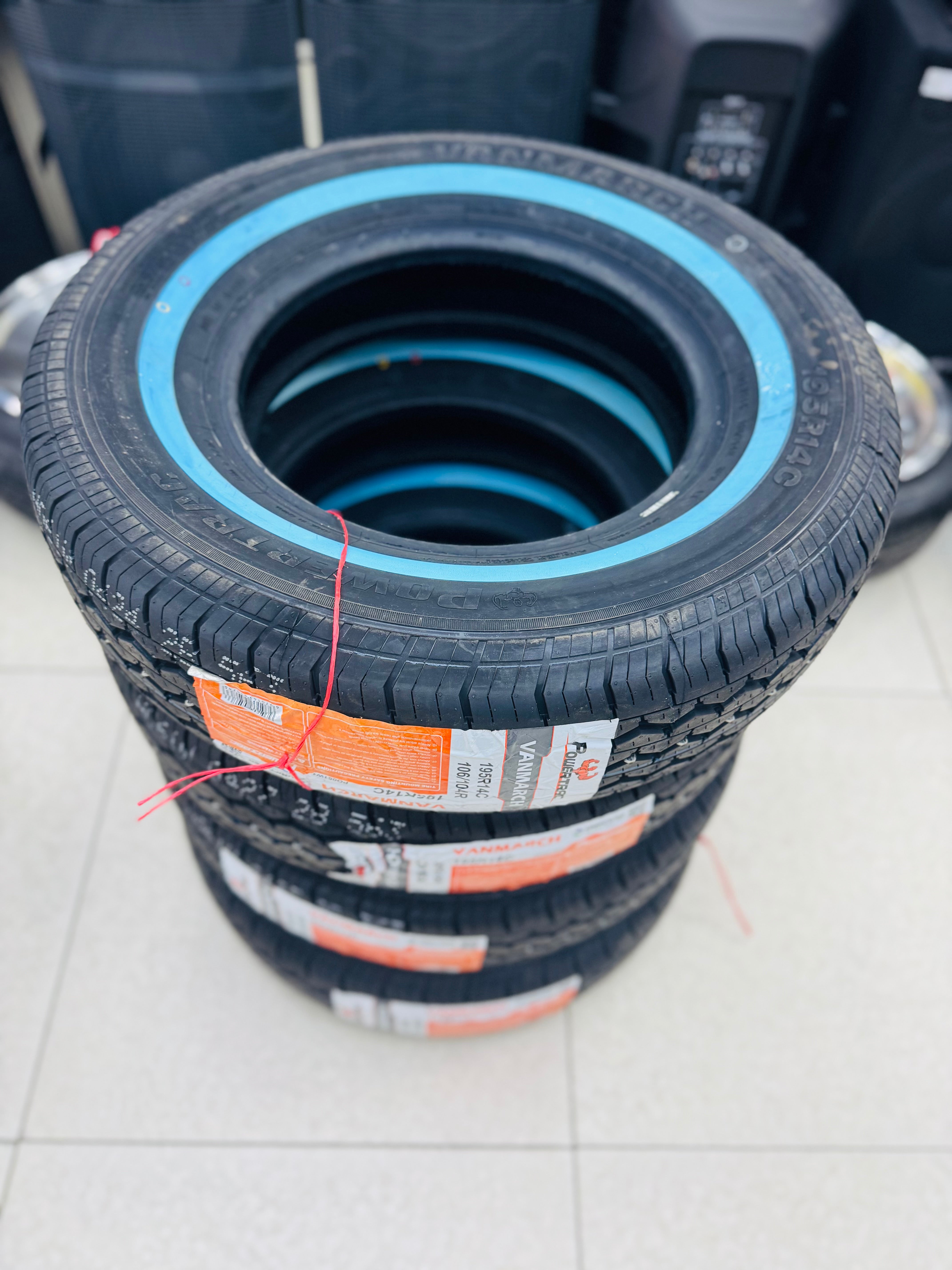 195R14C white wall powertrac taxi tyres