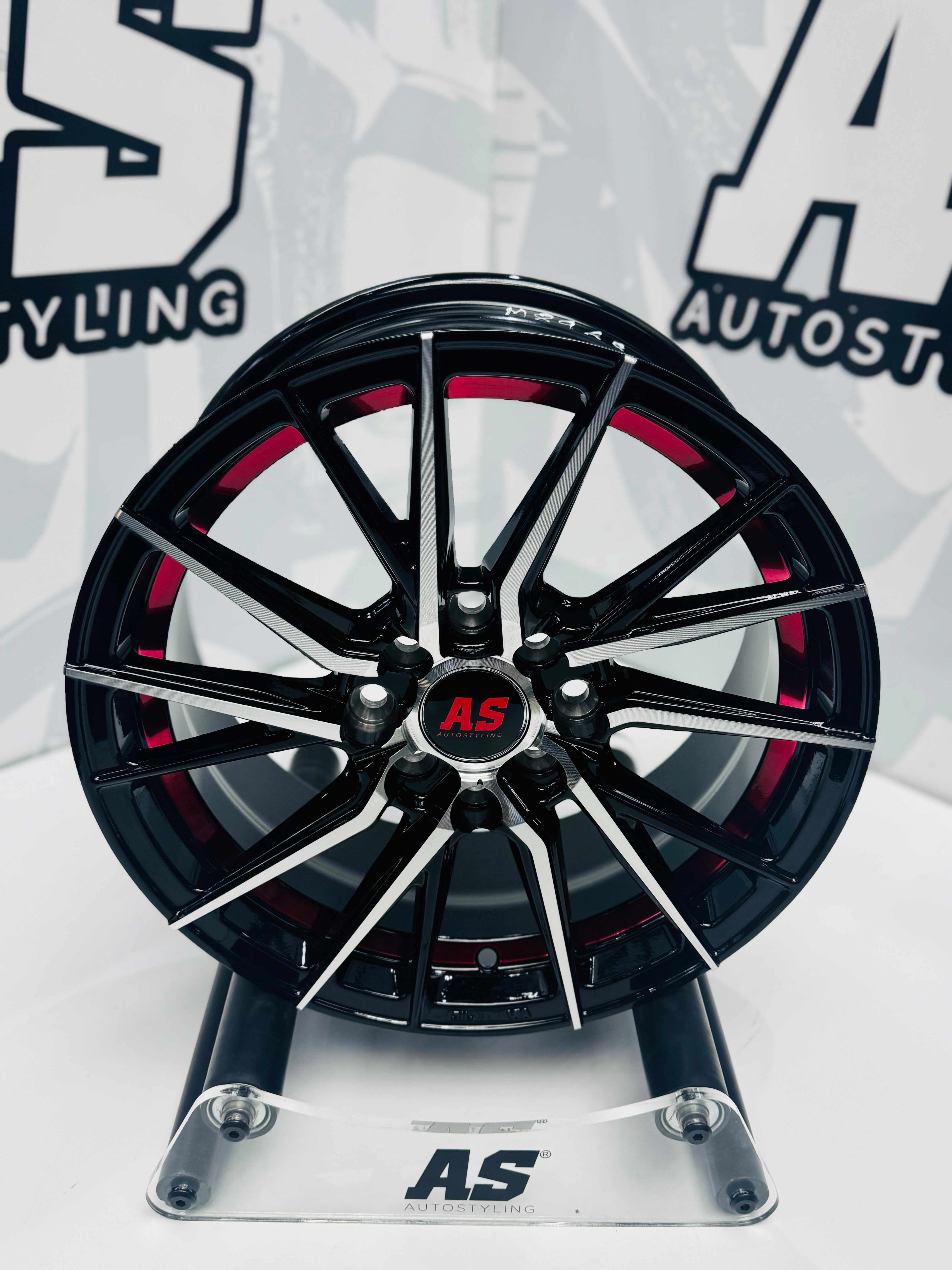 15” M8968 4x100 4x114  Machine black/ red - Autostyling Klerksdorp