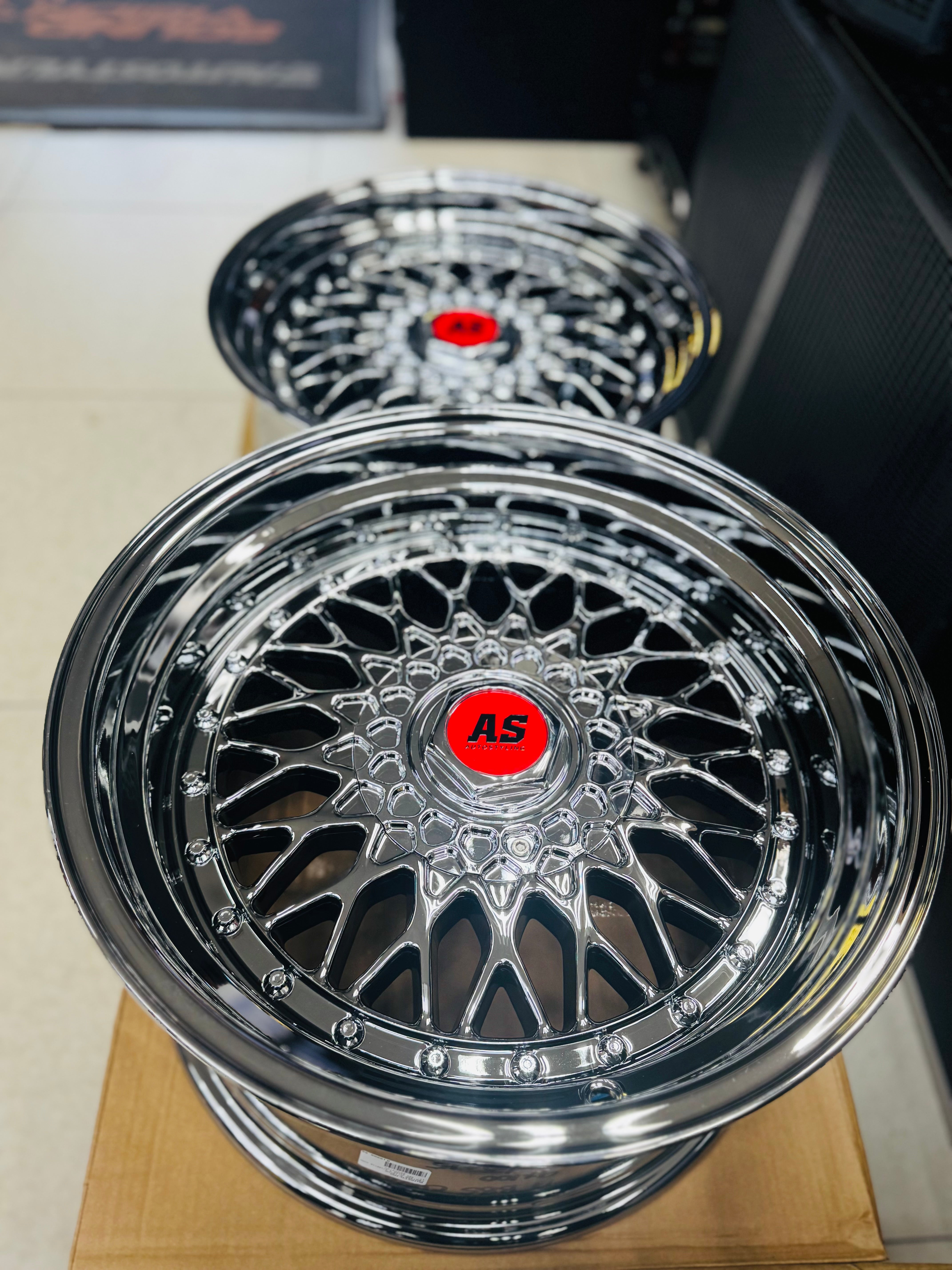 17” AS® CHROME WITH CHROME STUDS  4x100 & 5x100 10j