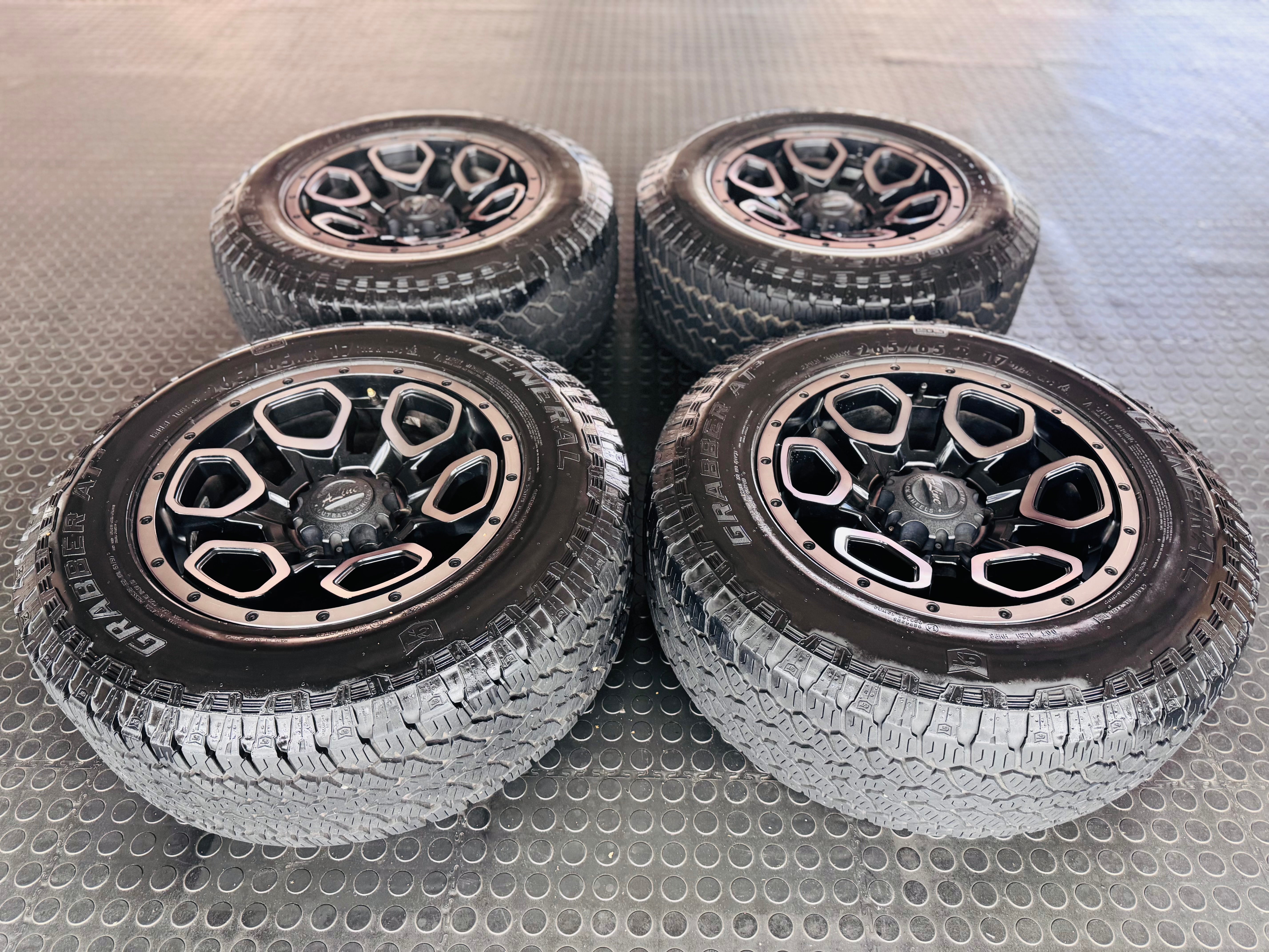 RIM & TYRE COMBO DEAL 17” ALINE SUMMIT + GRABBER AT3 TYRES USED