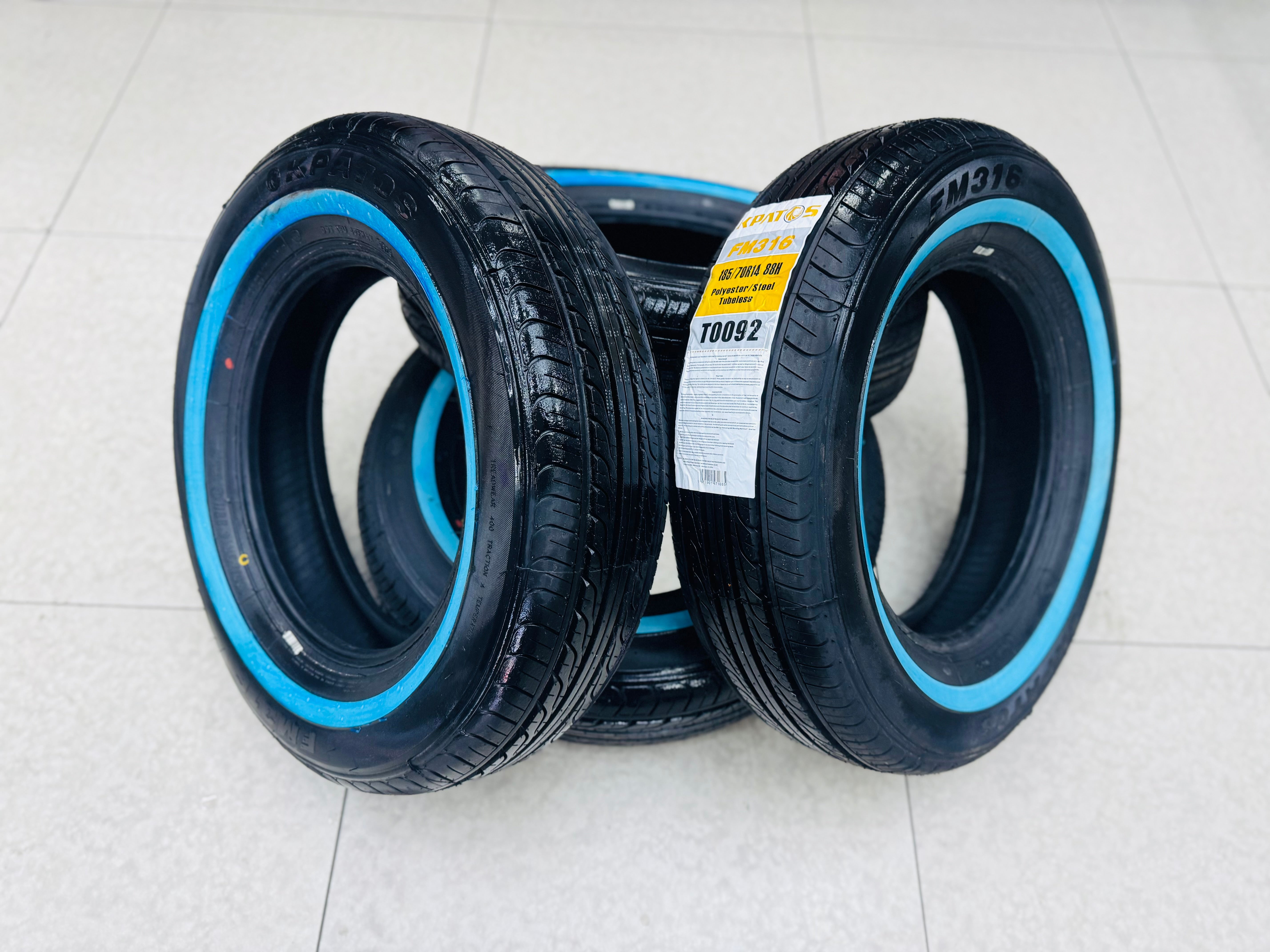 185/70/14 KPATOS WHITE WALL TYRES