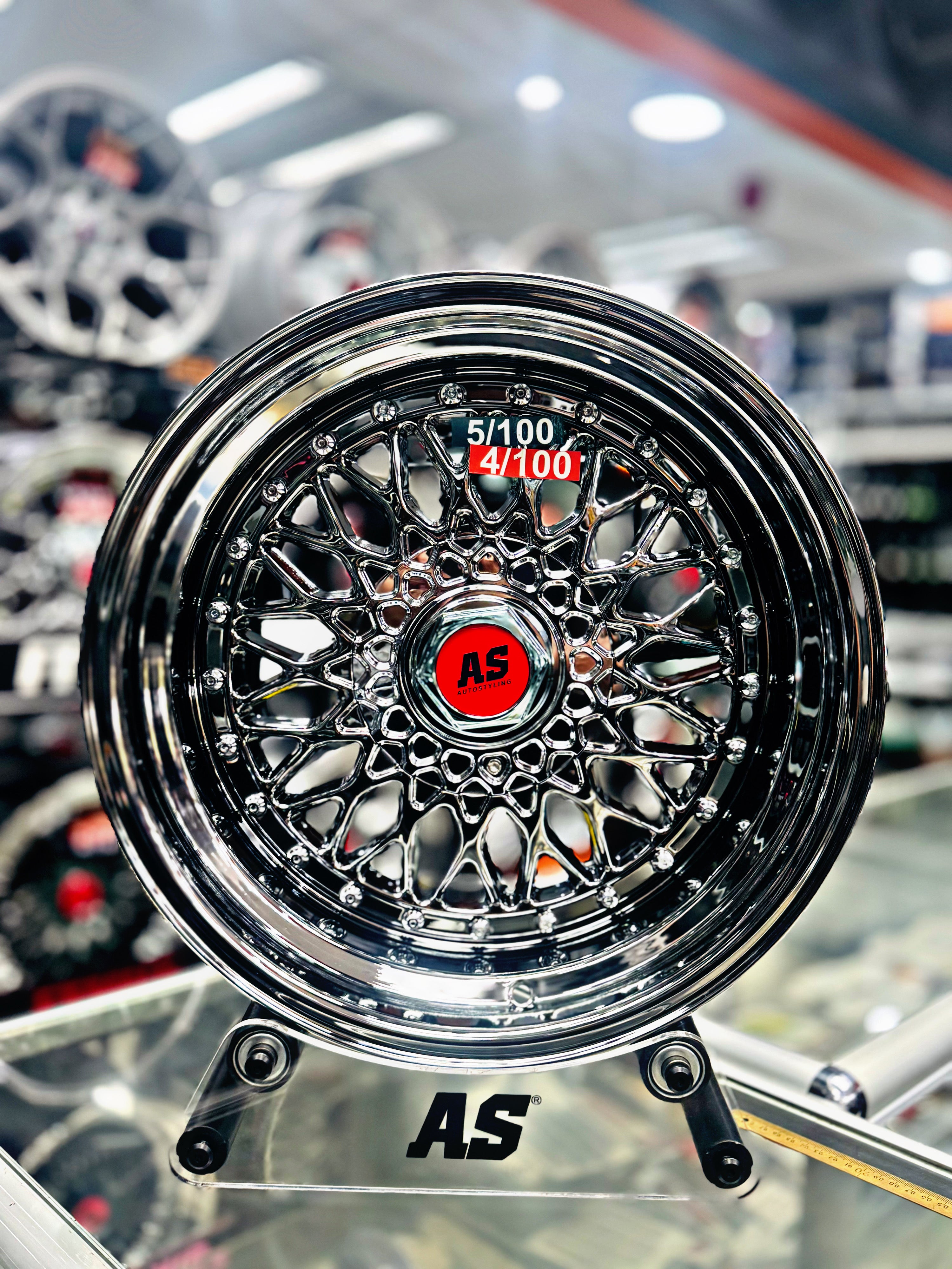 17” AS® CHROME WITH CHROME STUDS  4x100 & 5x100 8.5j/ 10j