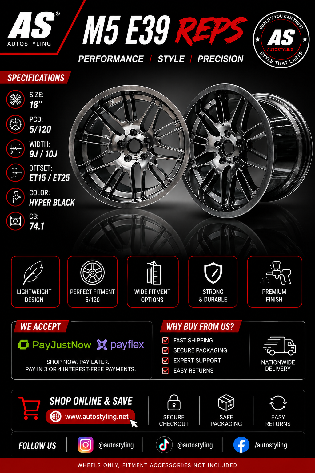 18” M5 E39 5x120 narrow wide rims