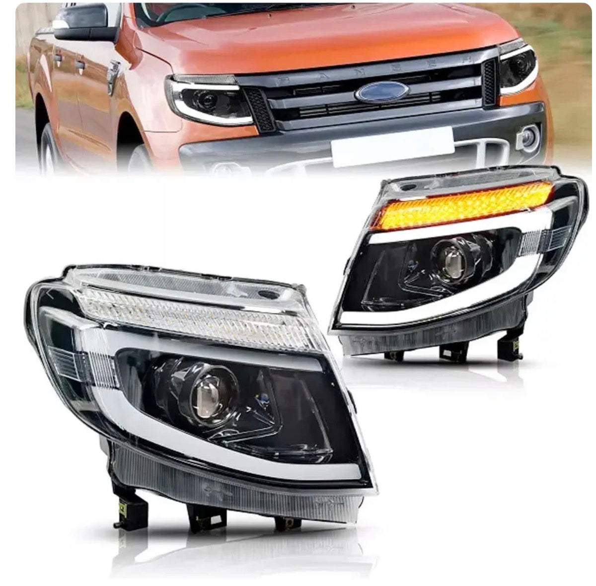 SUITABLE TO FIT - RANGER T6 (12-15) DRL LED PROJECTOR UPGRADE HEADLIGHTS