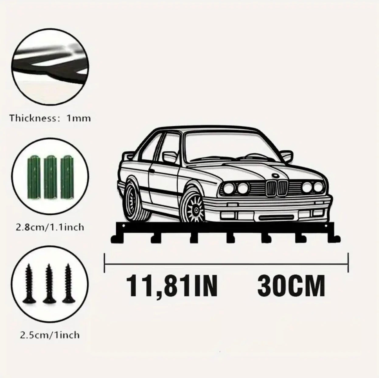 BM E30  Design 7 HOOK KEY HOLDER