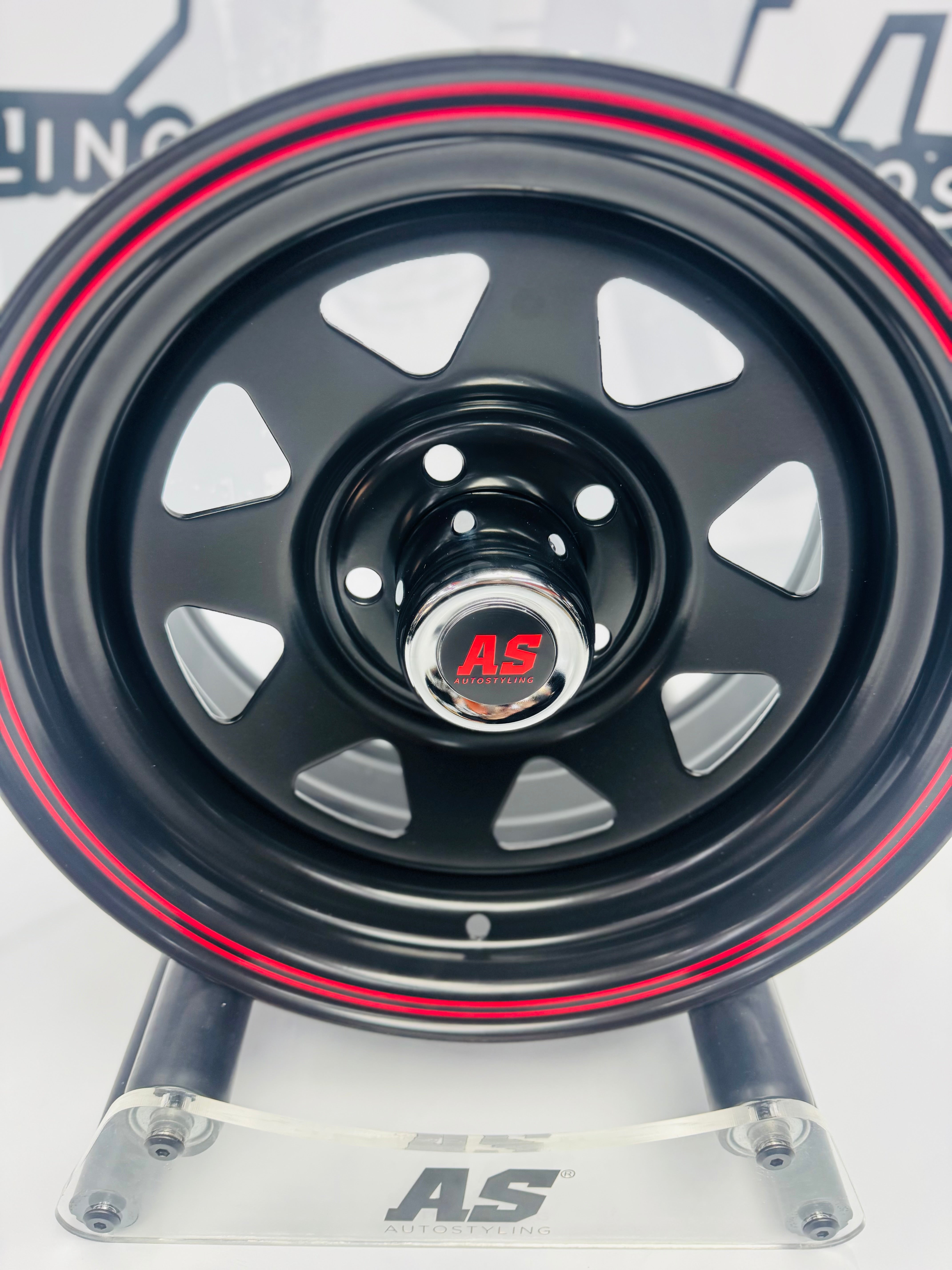 14” A-LINE 8 SPOKE BLACK RED STRIPE 5/114 for 7 seaters