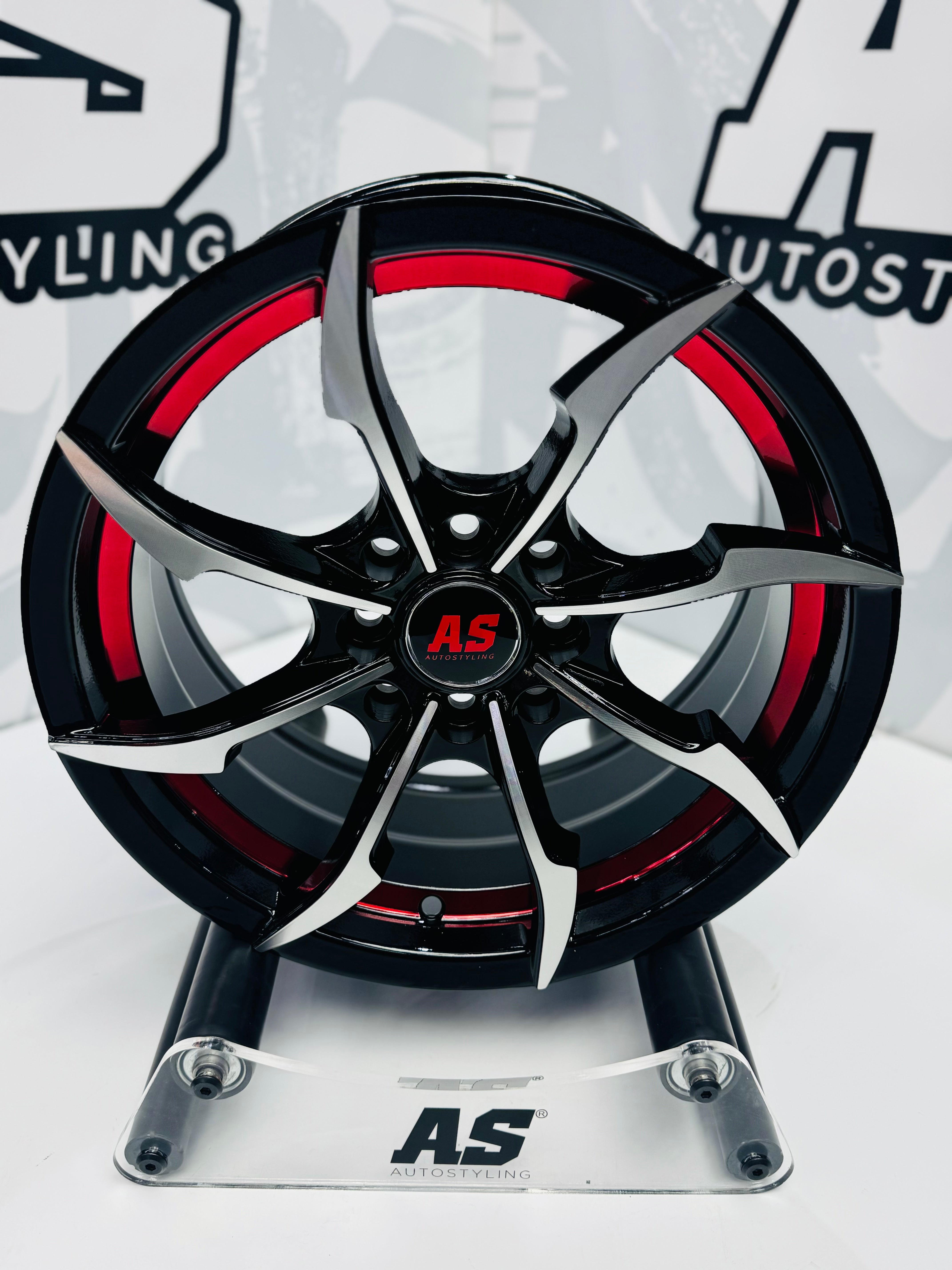 15” M8959 4x100 4x114  Machine black red - Autostyling Klerksdorp