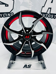 15” M8959 4x100 4x114  Machine black red - Autostyling Klerksdorp