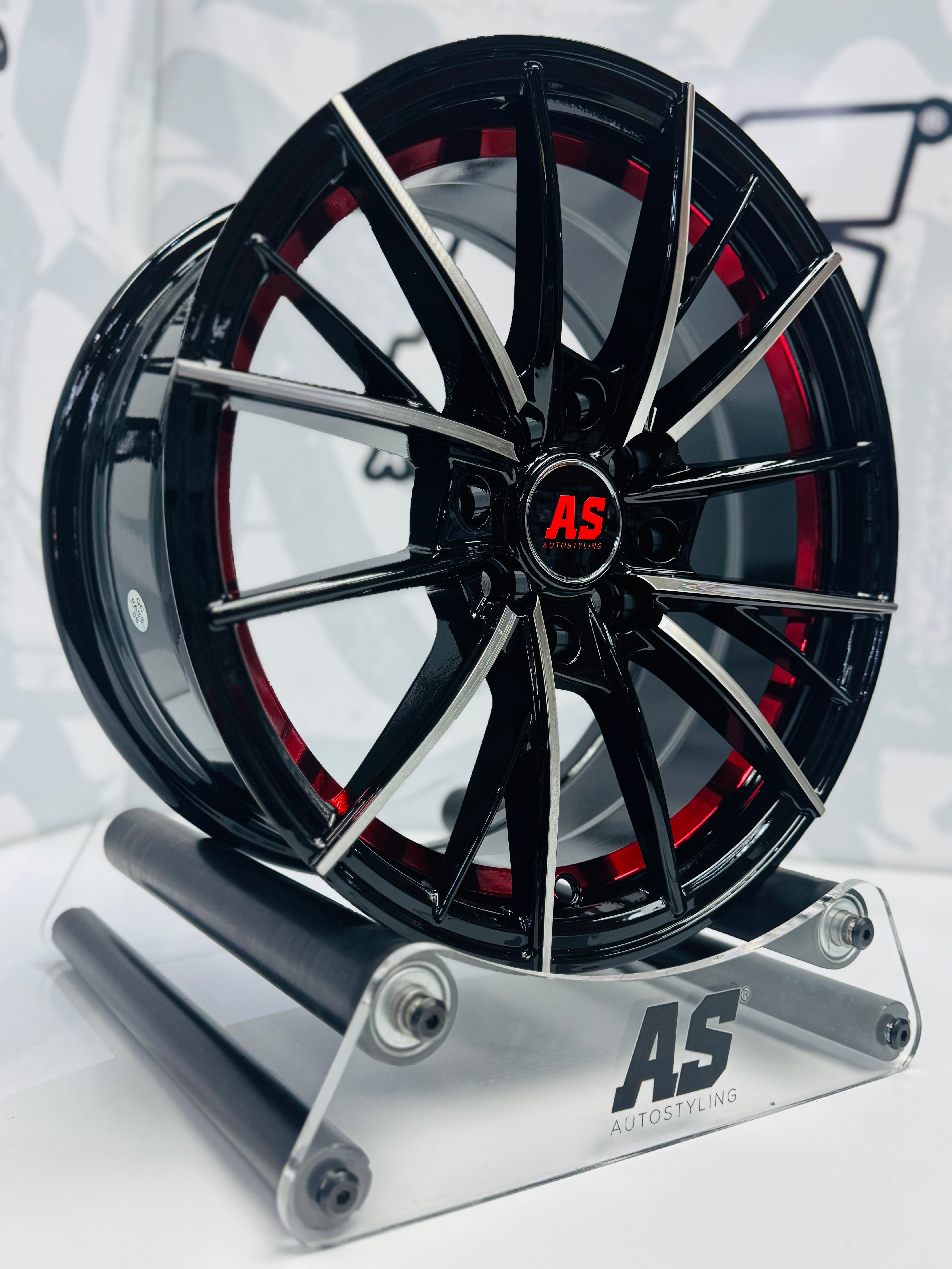 15” M8960  4x100 4x114  Machine black red - Autostyling Klerksdorp