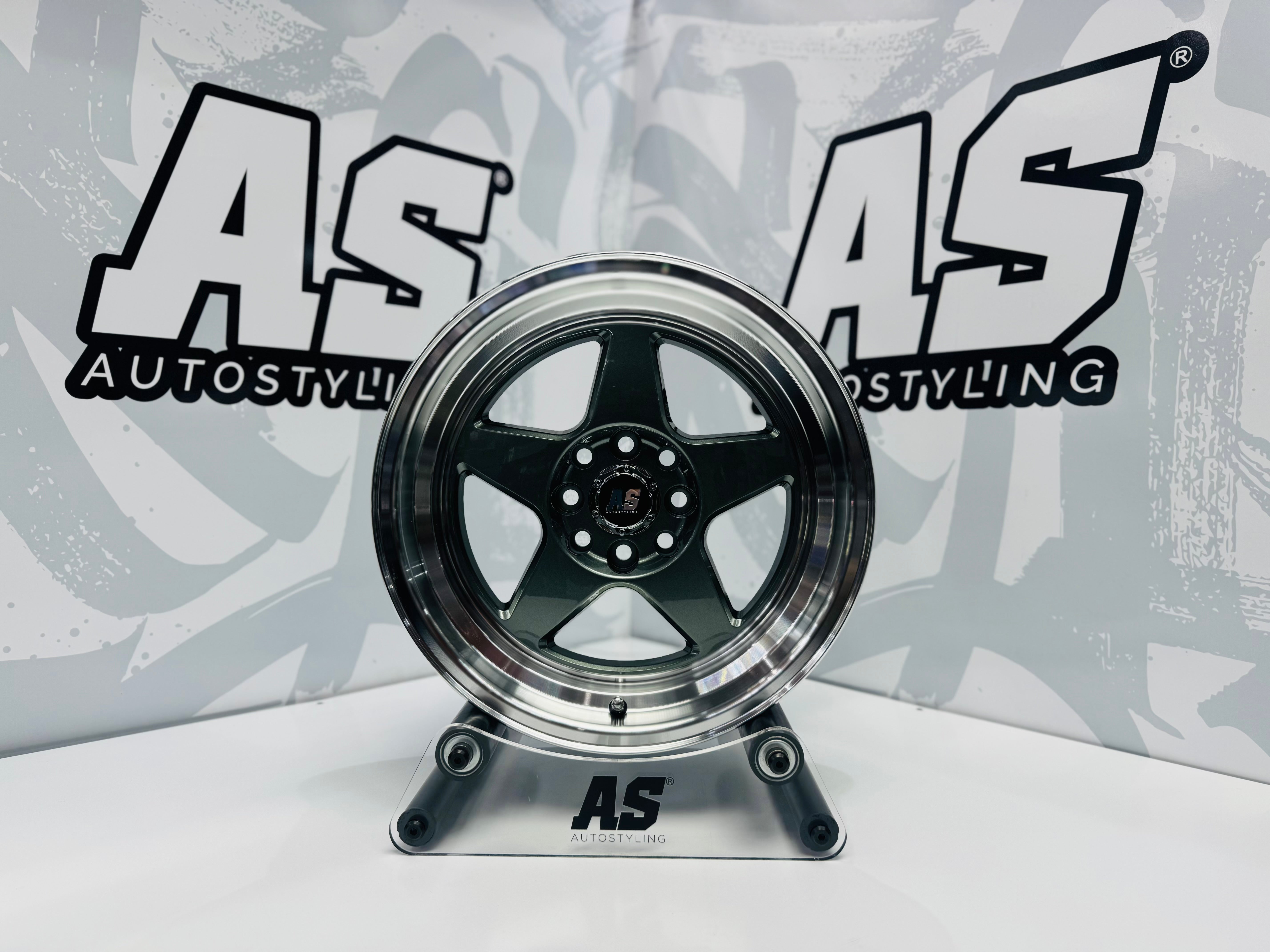 15” AS APEX - 7704  4/100 4/108 gunmetal grey wheels