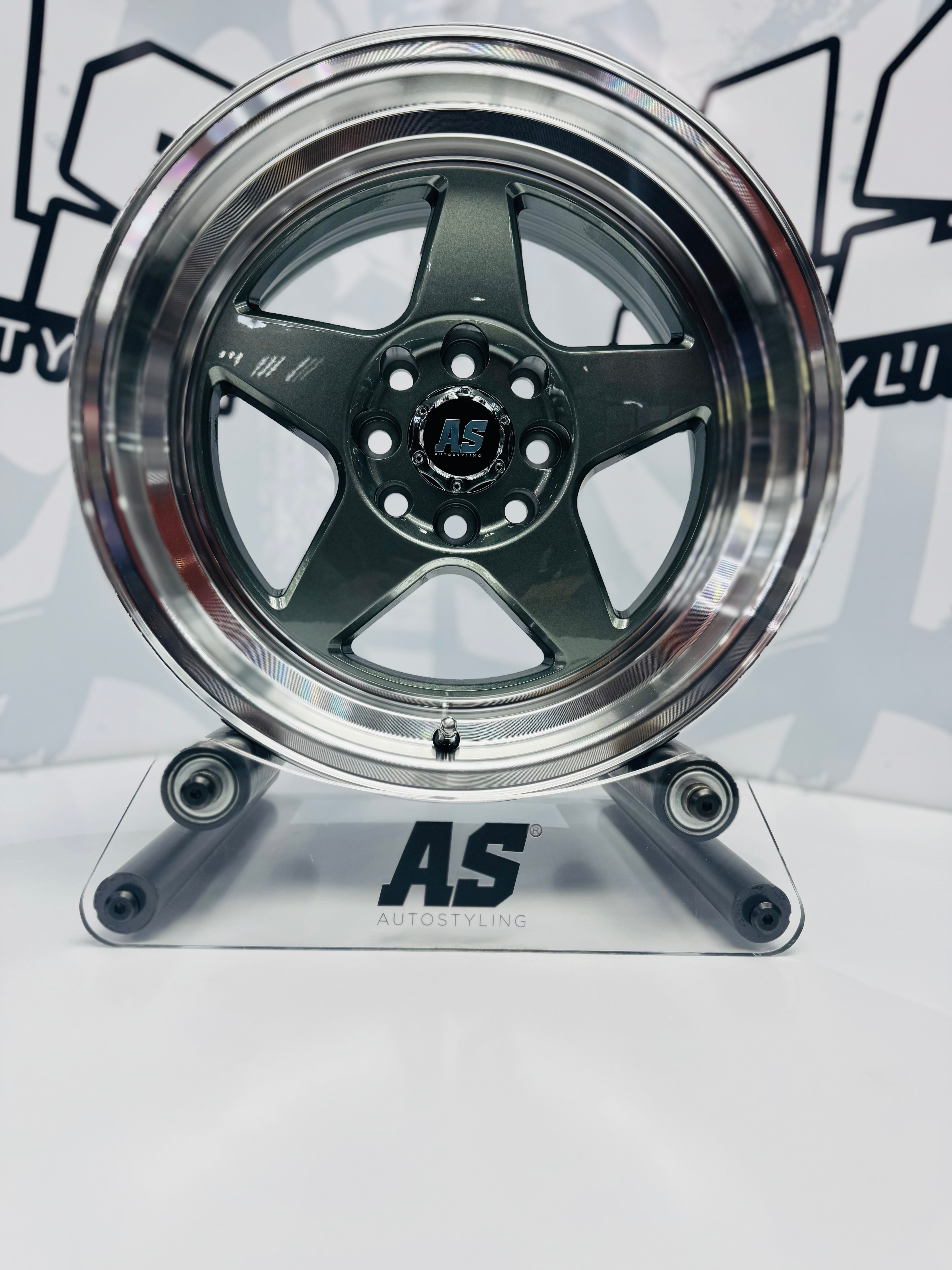 15” AS APEX - 7704  4/100 4/108 gunmetal grey wheels
