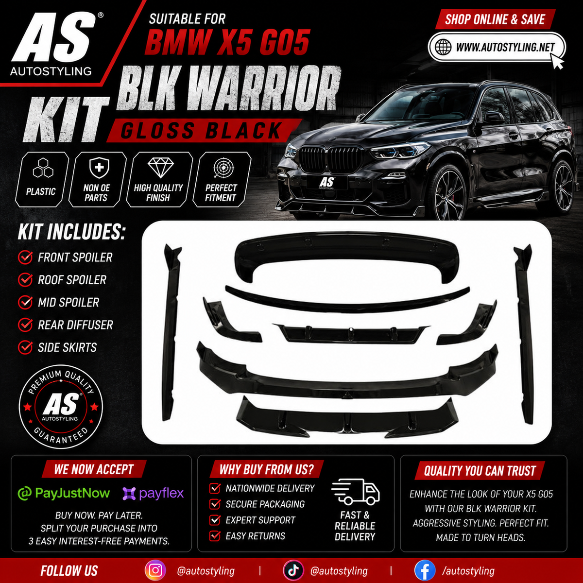 BM X5 G05 PREFACE LIFT 2019-2023 BLK WARRIOR KIT - Autostyling Klerksdorp