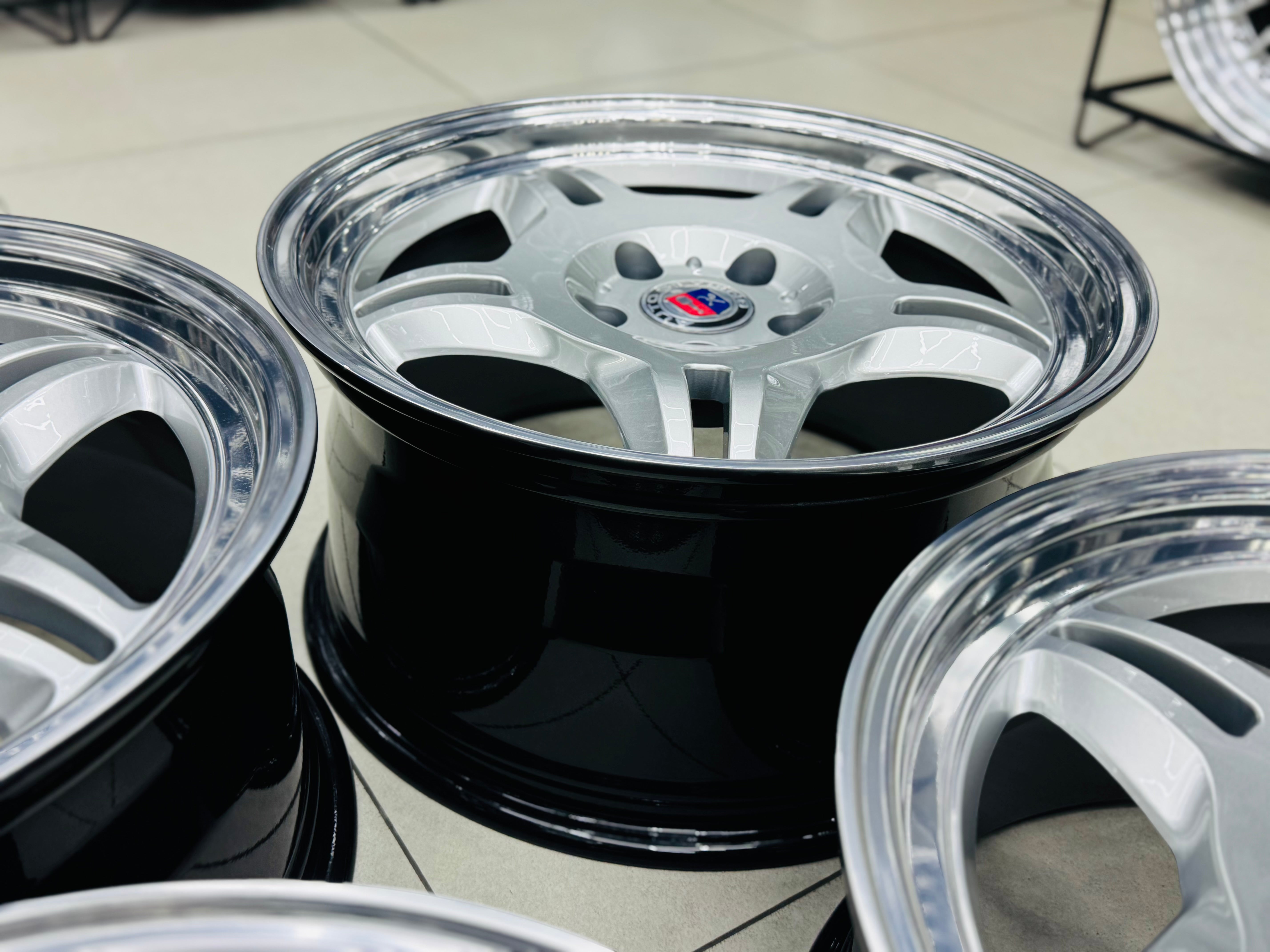 18 ” E36 M3 MOTORSPORT GERMAN SPEC FORGED RIMS SILVER NARROW WIDES WITH HIGH POLISH MIRROR LIPS - Autostyling Klerksdorp