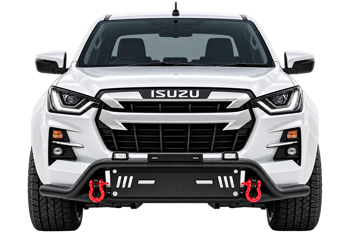ISUZU 2021+ BUMPER GUARD / NUDGE BAR / STYLING BAR BLACK with red shackles - Autostyling Klerksdorp