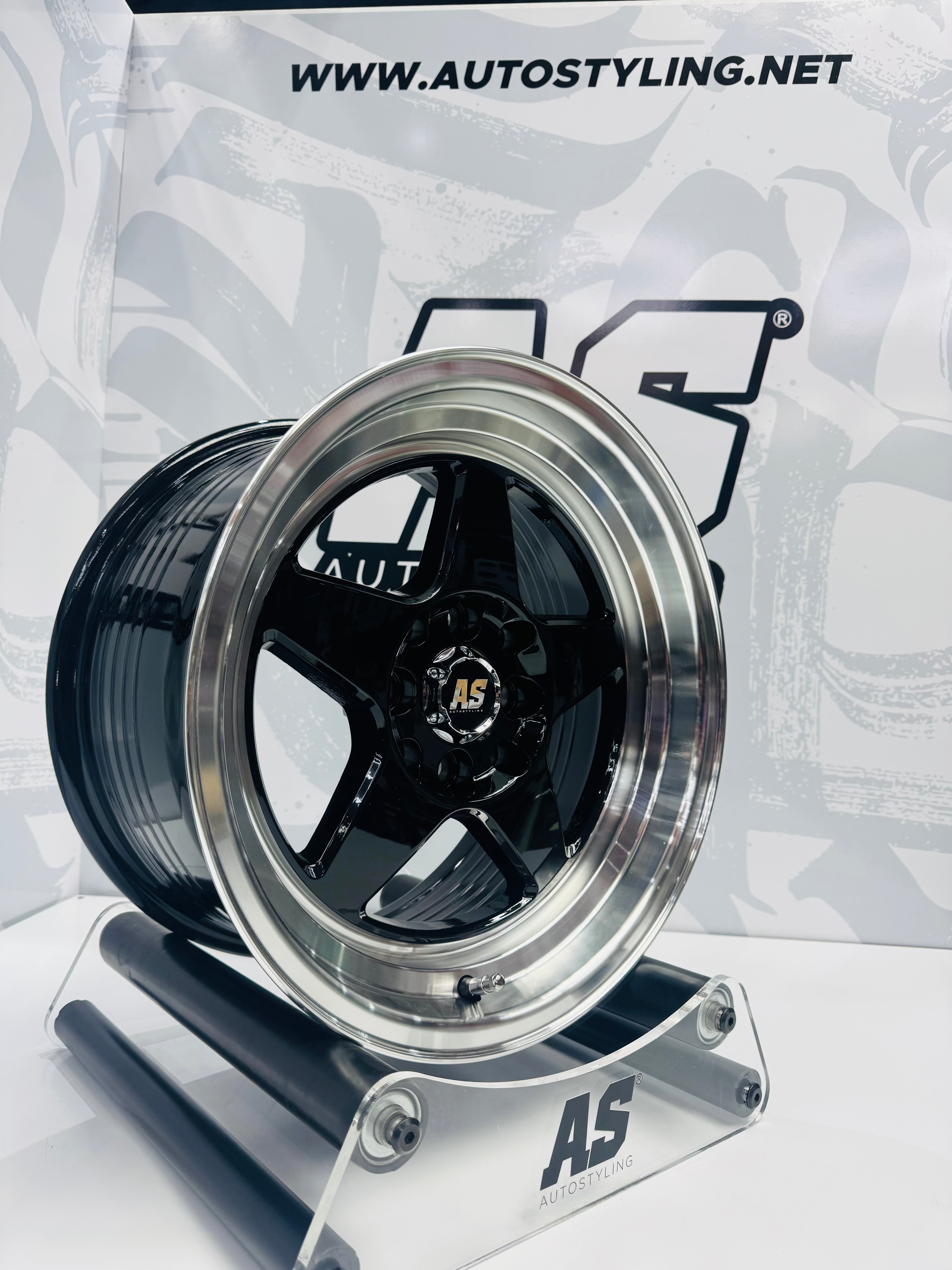 15” AS-APEX  M7699 4/100 4/114 black wheels