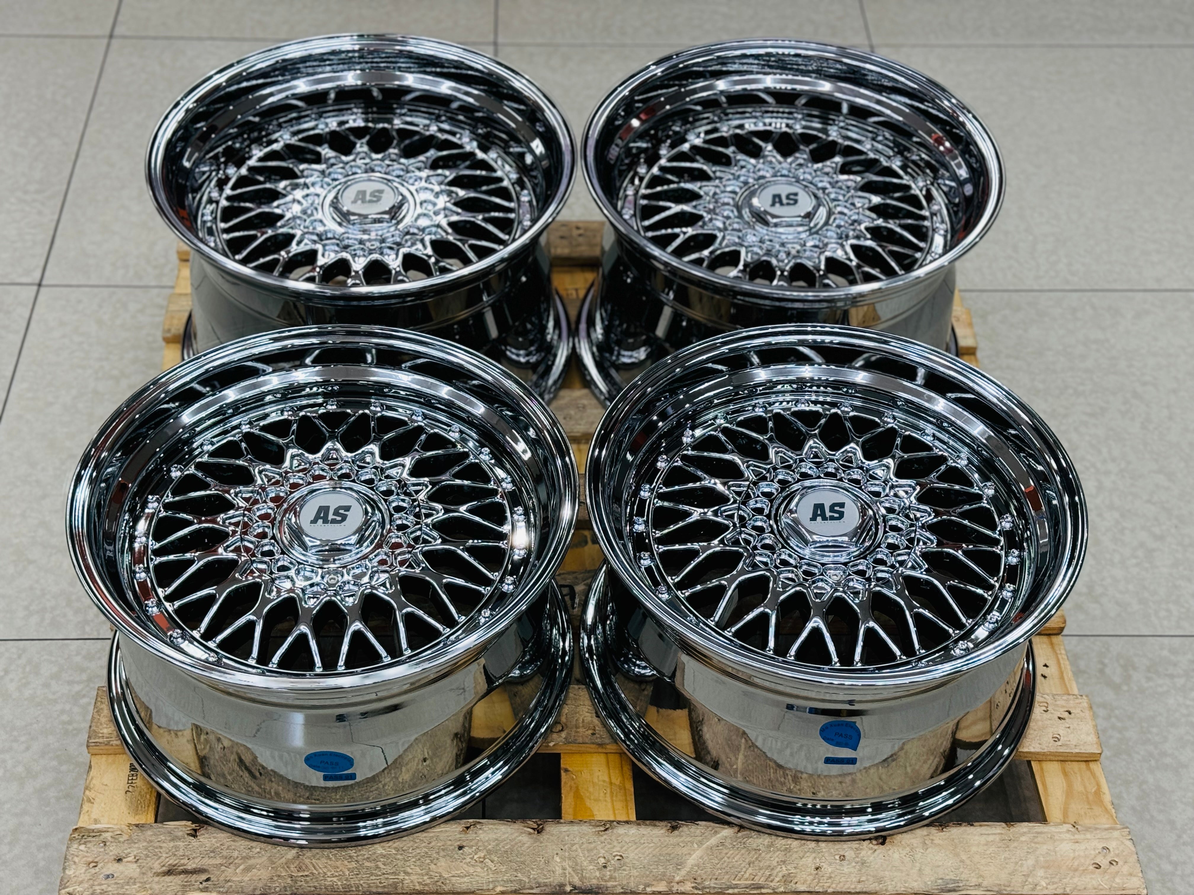 17” AS® CHROME WITH CHROME STUDS  4x100 & 5x100 10j