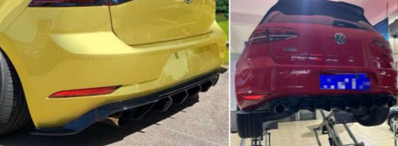 VW GOLF 7 GTI AK REAR DIFFUSER GLOSS BLACK NO LED