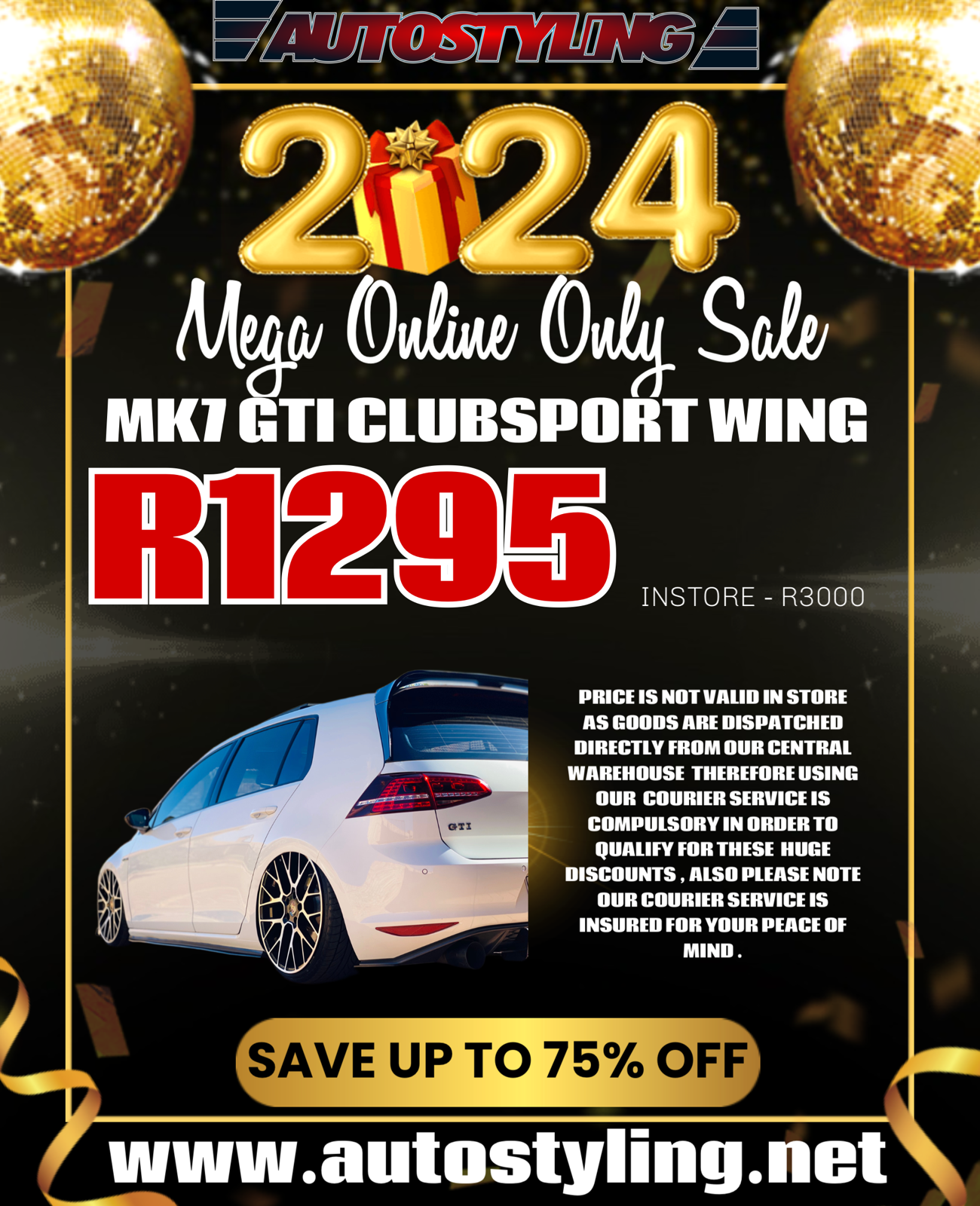 VW GOLF 7 3PCE CLUBSPORT WING - Autostyling Klerksdorp