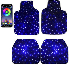 LED Starlight Fiber Optic Car Rug Universal LED Mat Light APP Operation Interior Accessory 4 Pieces Set