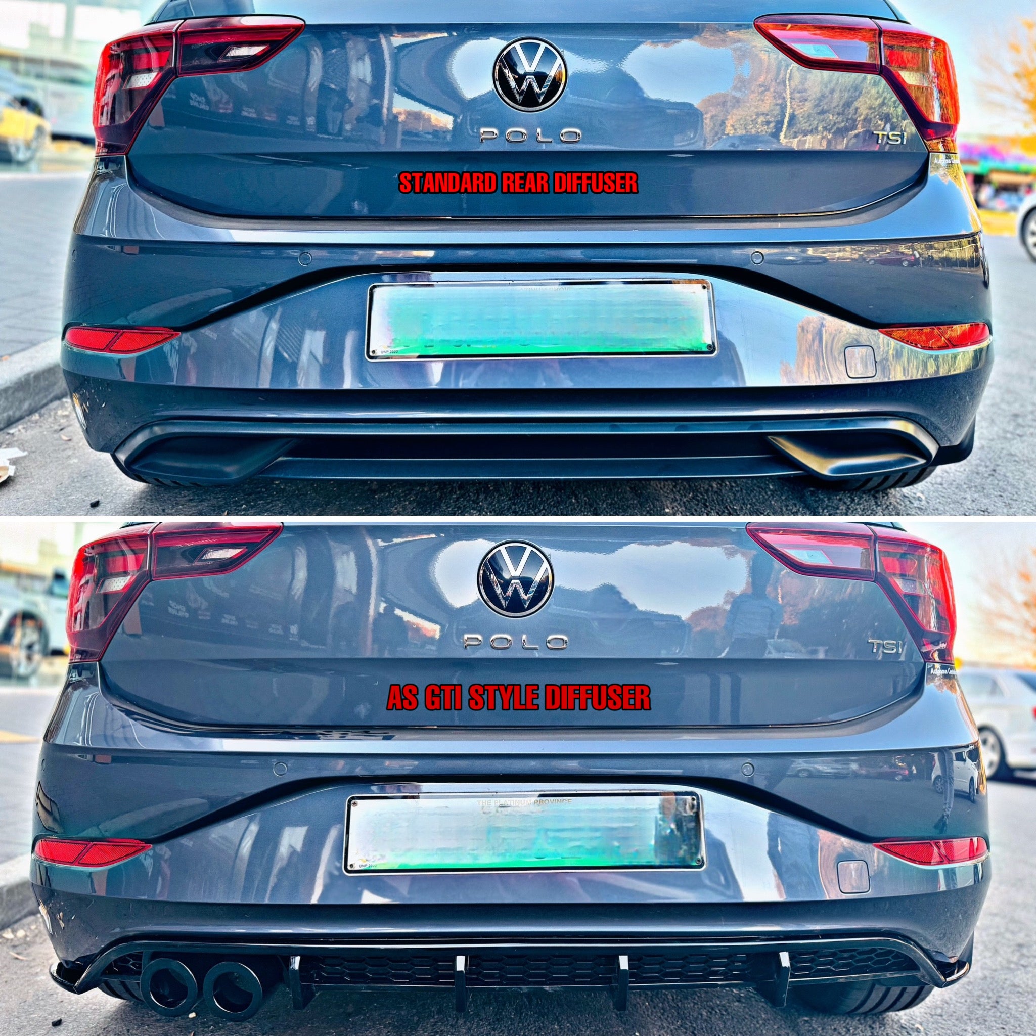 VW POLO 8 / AW TSI TO GTI STYLE AK REAR DIFFUSER GLOSS BLACK ...