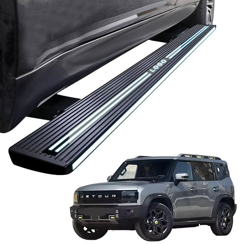 Jetour T2 (25-On) Electric Motorised Folding Side Steps chrome stripe - Autostyling Klerksdorp