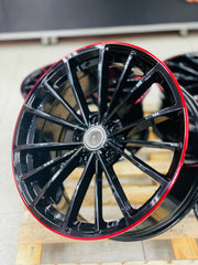 19" AS-CLUBSPORT 2 5/112 black red lip wheels